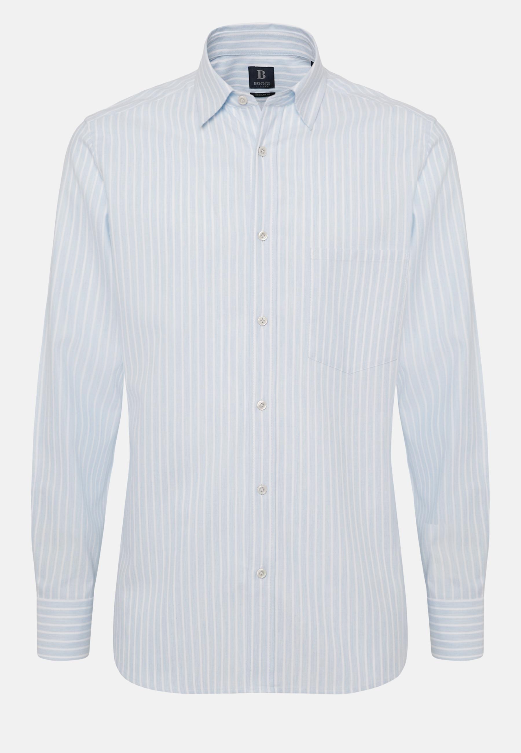 Striped Cotton Tencel Shirt Blue, Light Blue, large image number 6