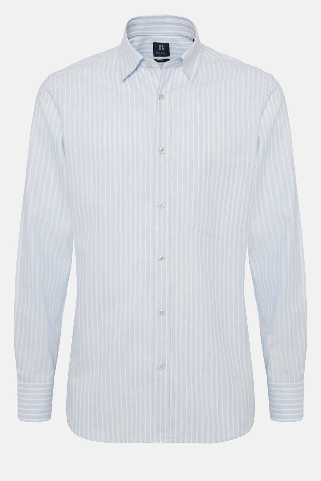 Striped Cotton Tencel Shirt Blue, Light Blue, large image number 7