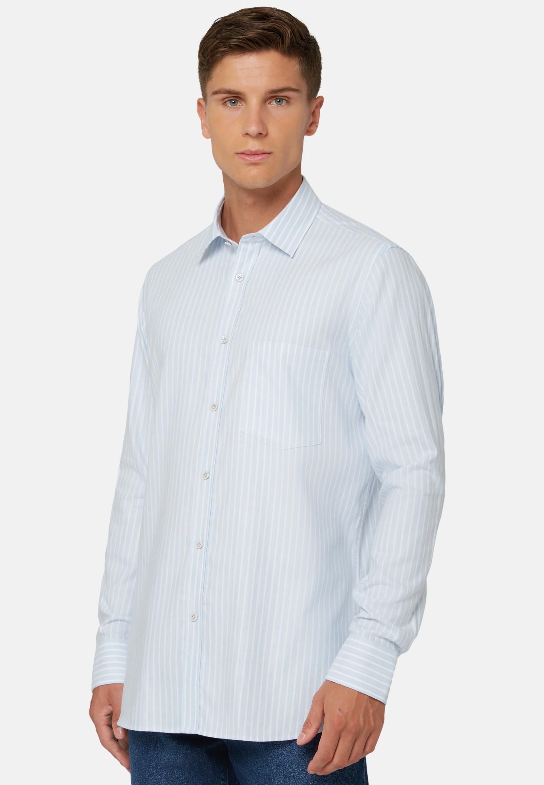 Striped Cotton Tencel Shirt Blue, Light Blue, large image number 8