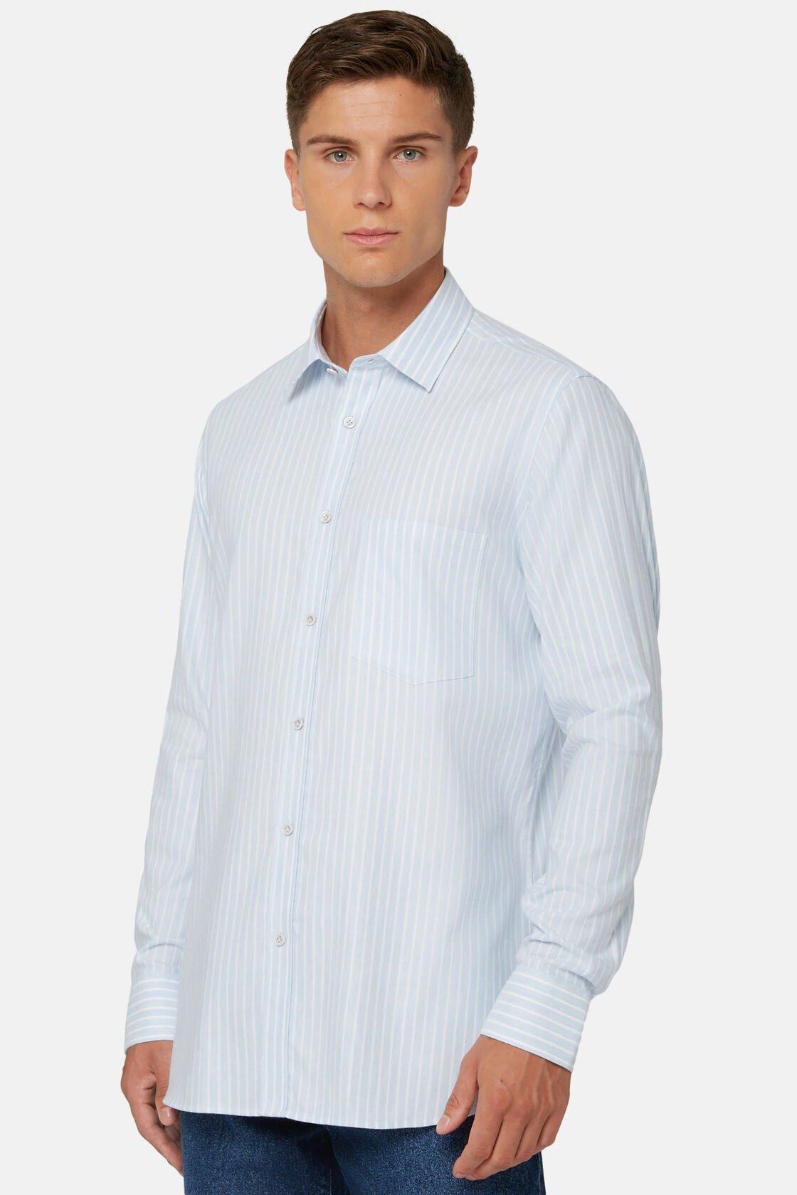 Striped Cotton Tencel Shirt Blue, Light Blue, large image number 9