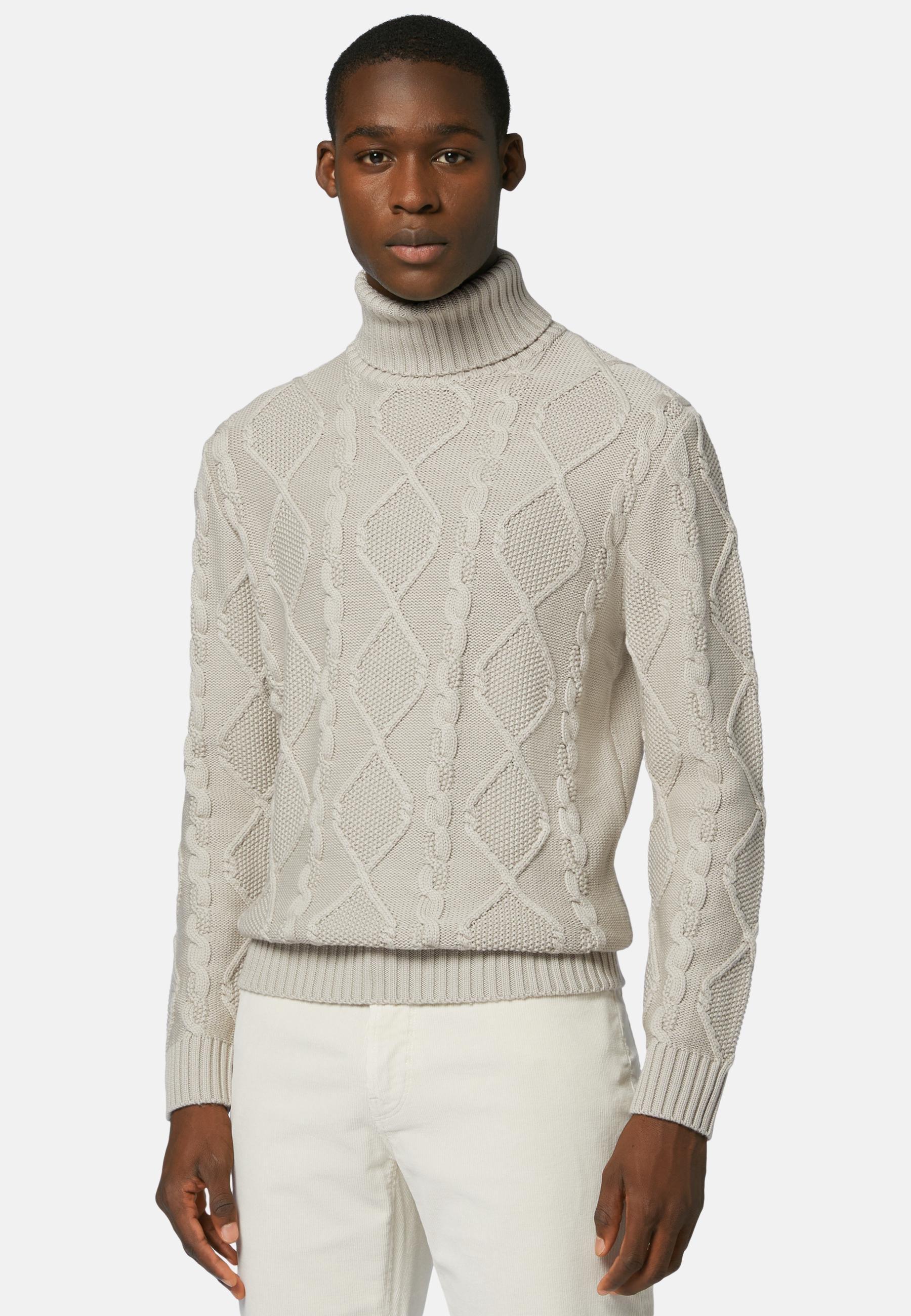 Turtleneck Jumper In Merino Wool Beige, Sand, large image number 0