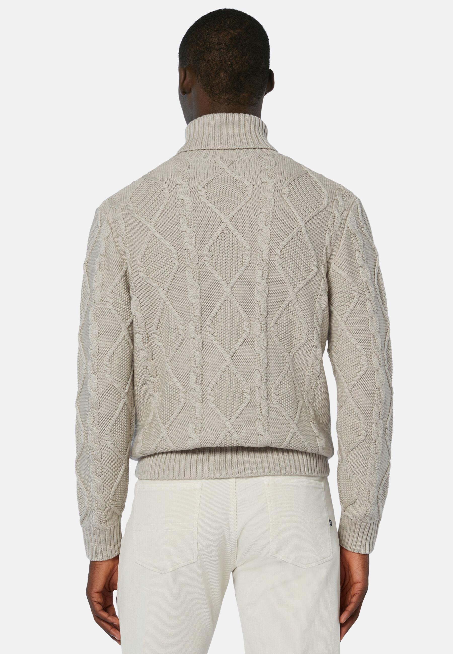 Turtleneck Jumper In Merino Wool Beige, Sand, large image number 3
