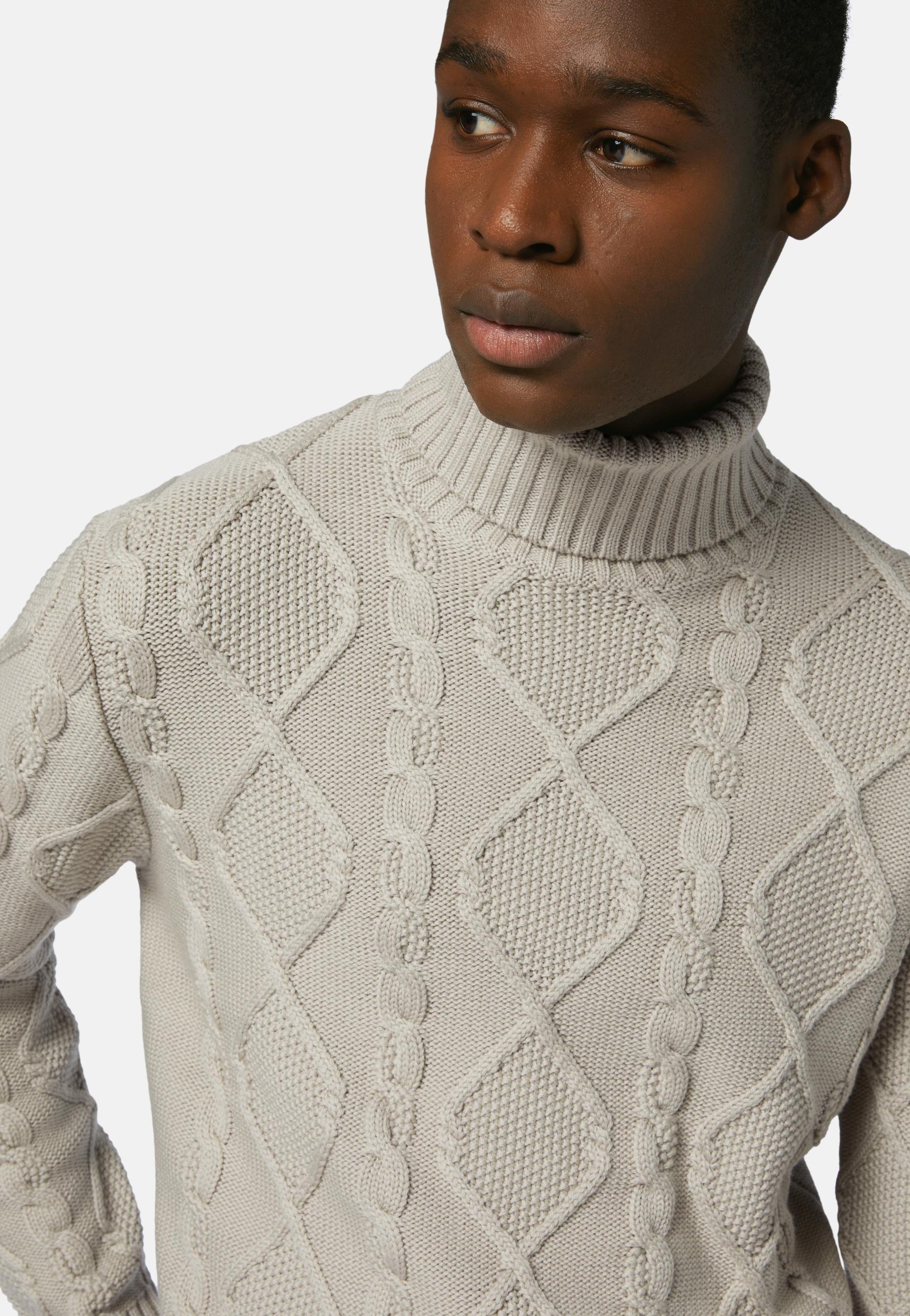 Turtleneck Jumper In Merino Wool Beige, Sand, large image number 4