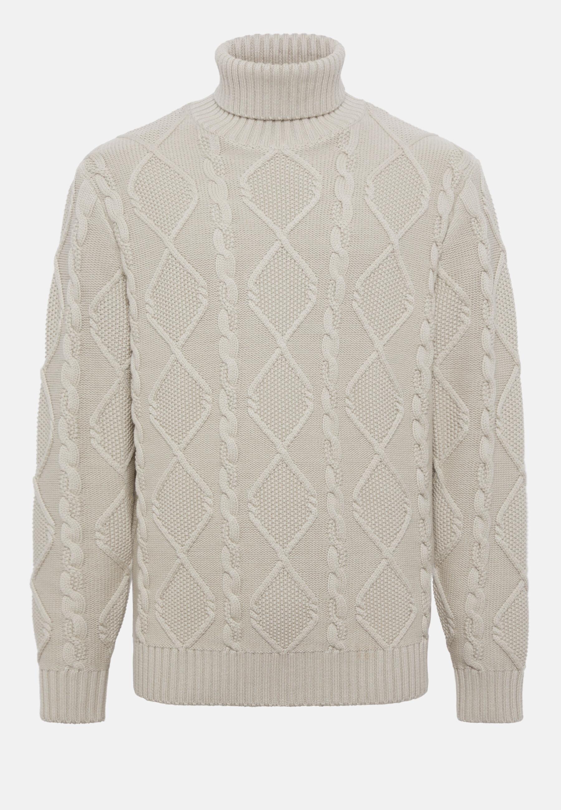 Turtleneck Jumper In Merino Wool Beige, Sand, large image number 7