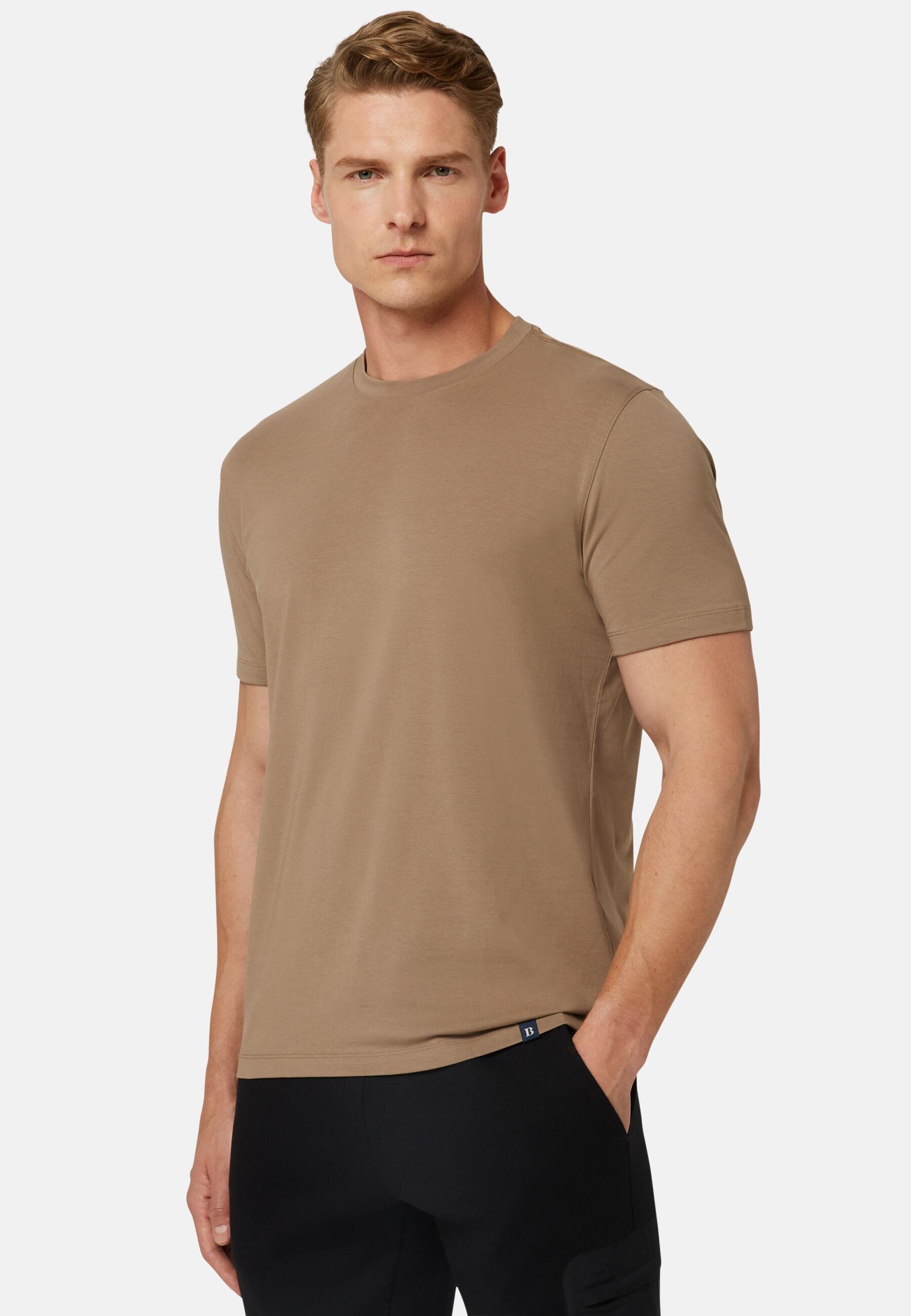 T-Shirt In Stretch Supima Cotton Brown, Taupe, large image number 1