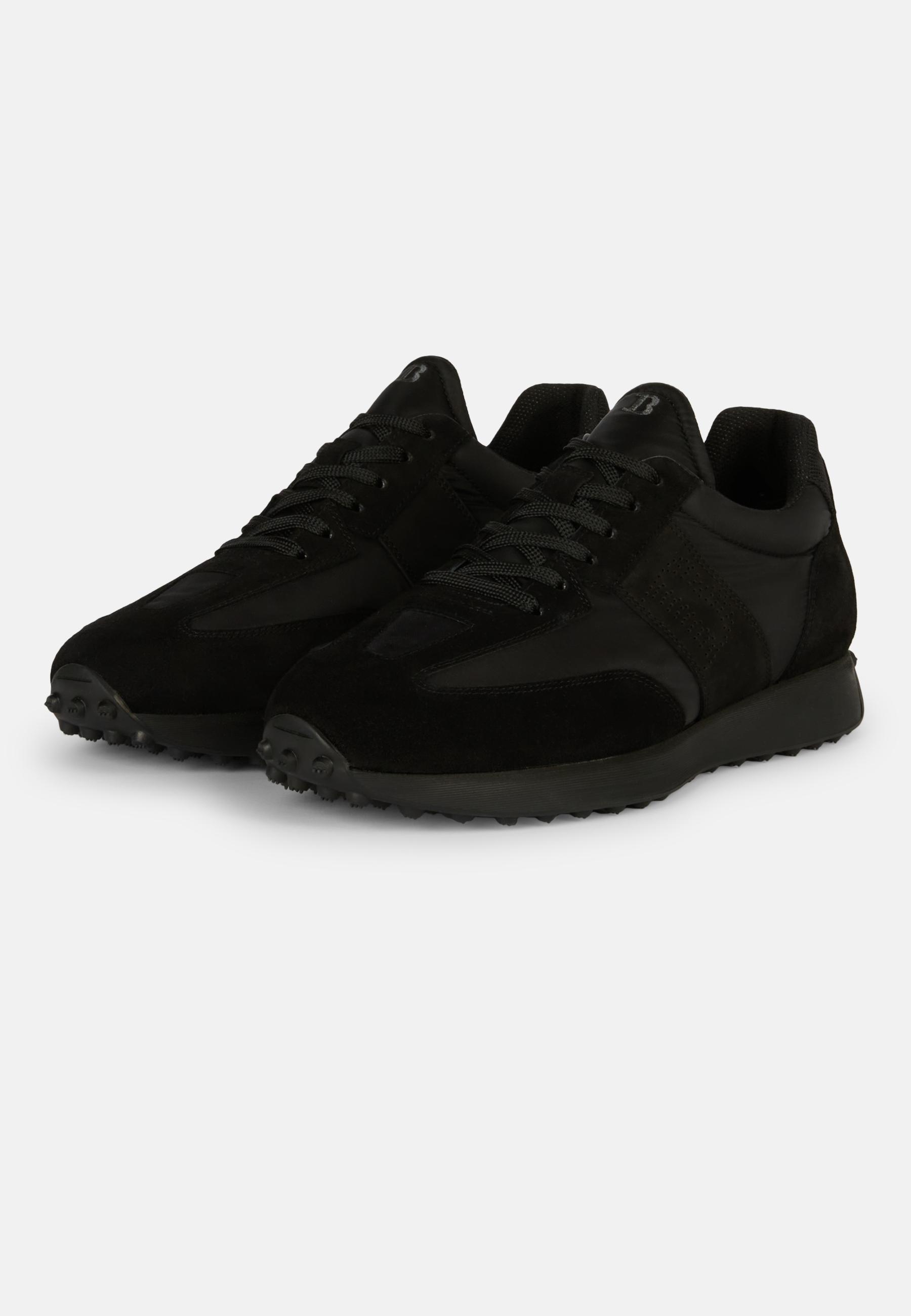 Boggi Milano - Black Trainers In Technical Fabric and Leather