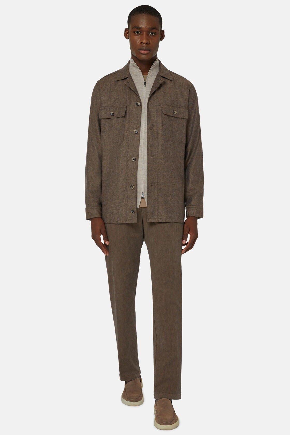 Flannel Overshirt Brown, Taupe, medium