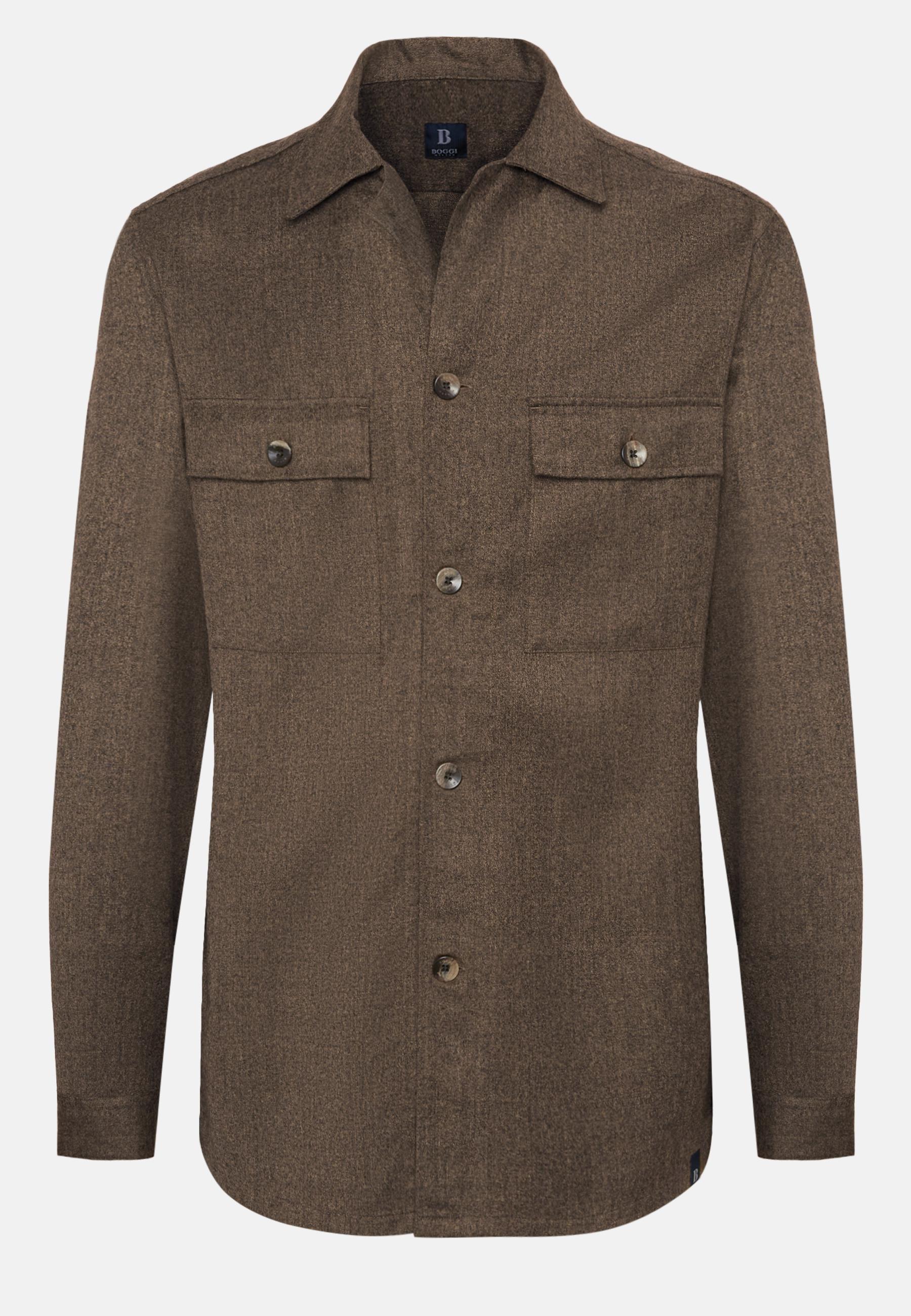 Flannel Overshirt Brown, Taupe, large image number 4