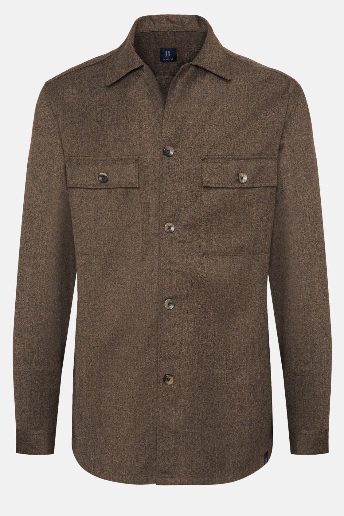 Flannel Overshirt Brown, Taupe, large image number 5