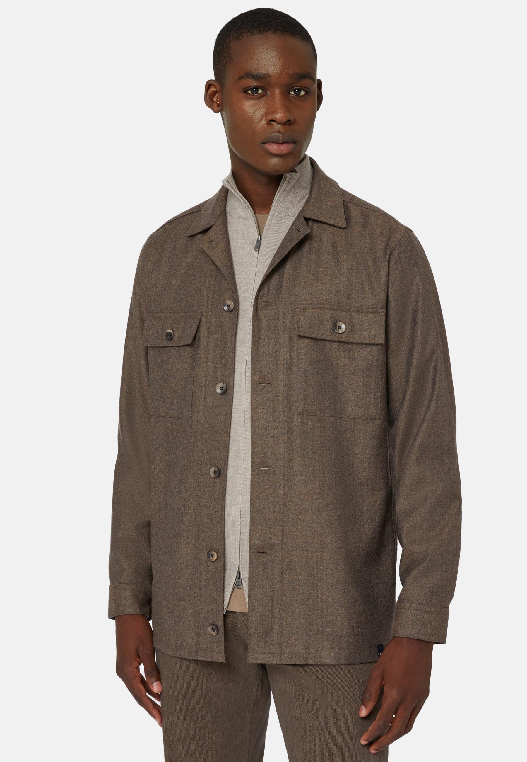 Flannel Overshirt Brown, Taupe, large image number 6