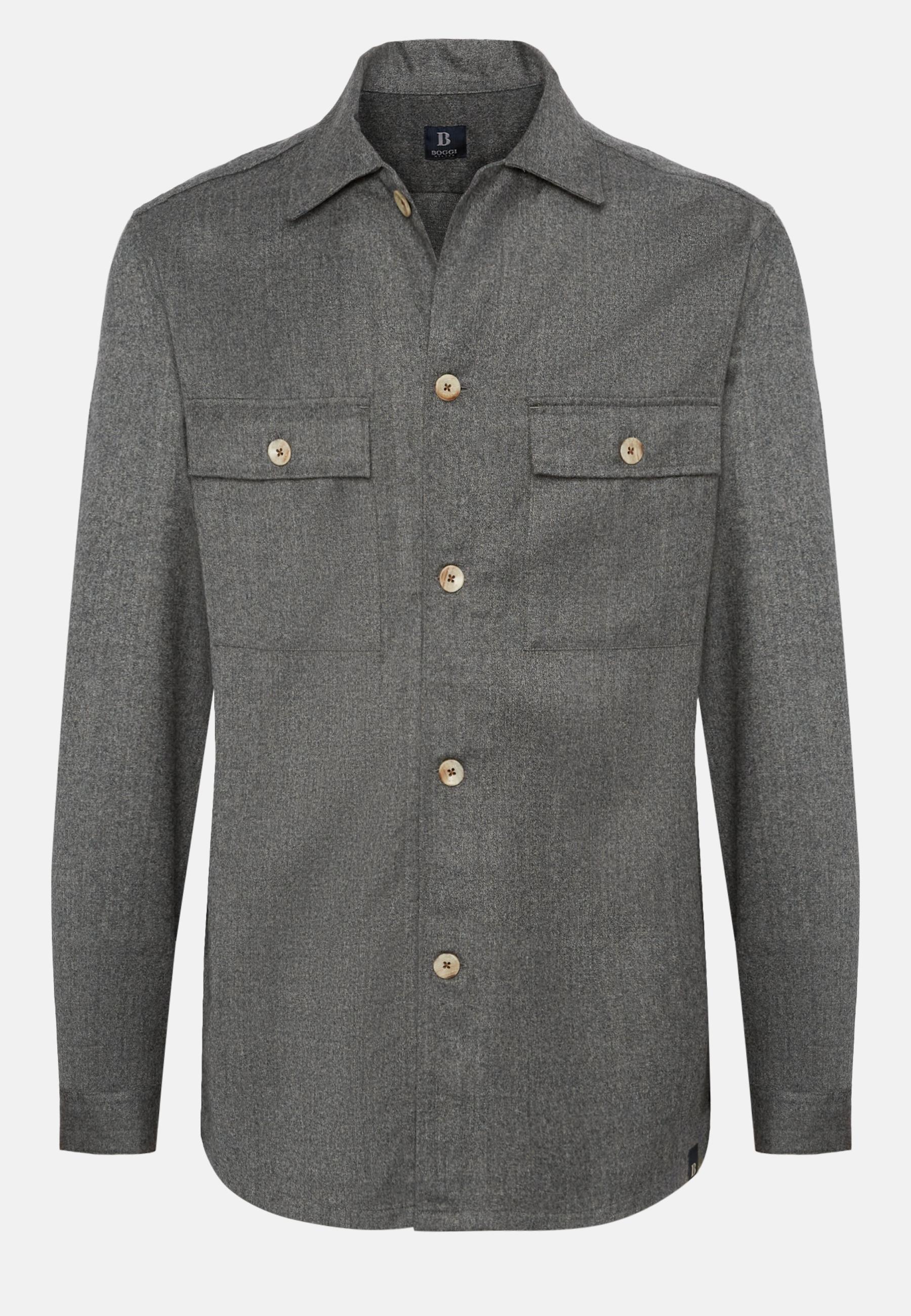 Flannel Overshirt Grey, Grey, large image number 4