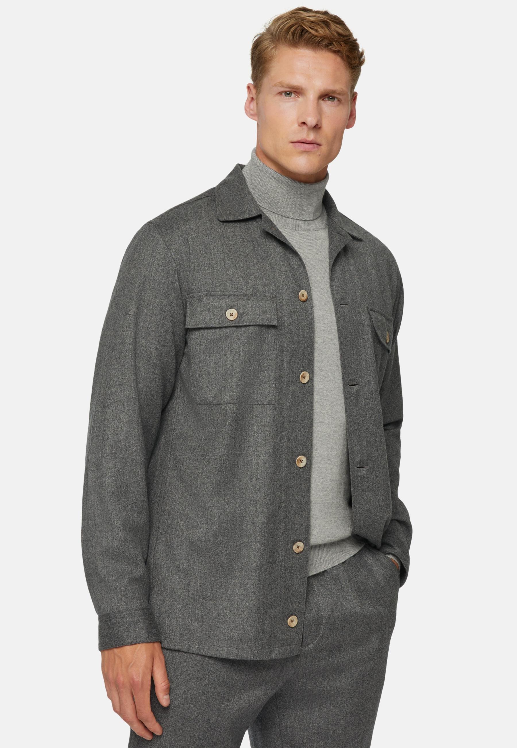 Flannel Overshirt Grey, Grey, large image number 8