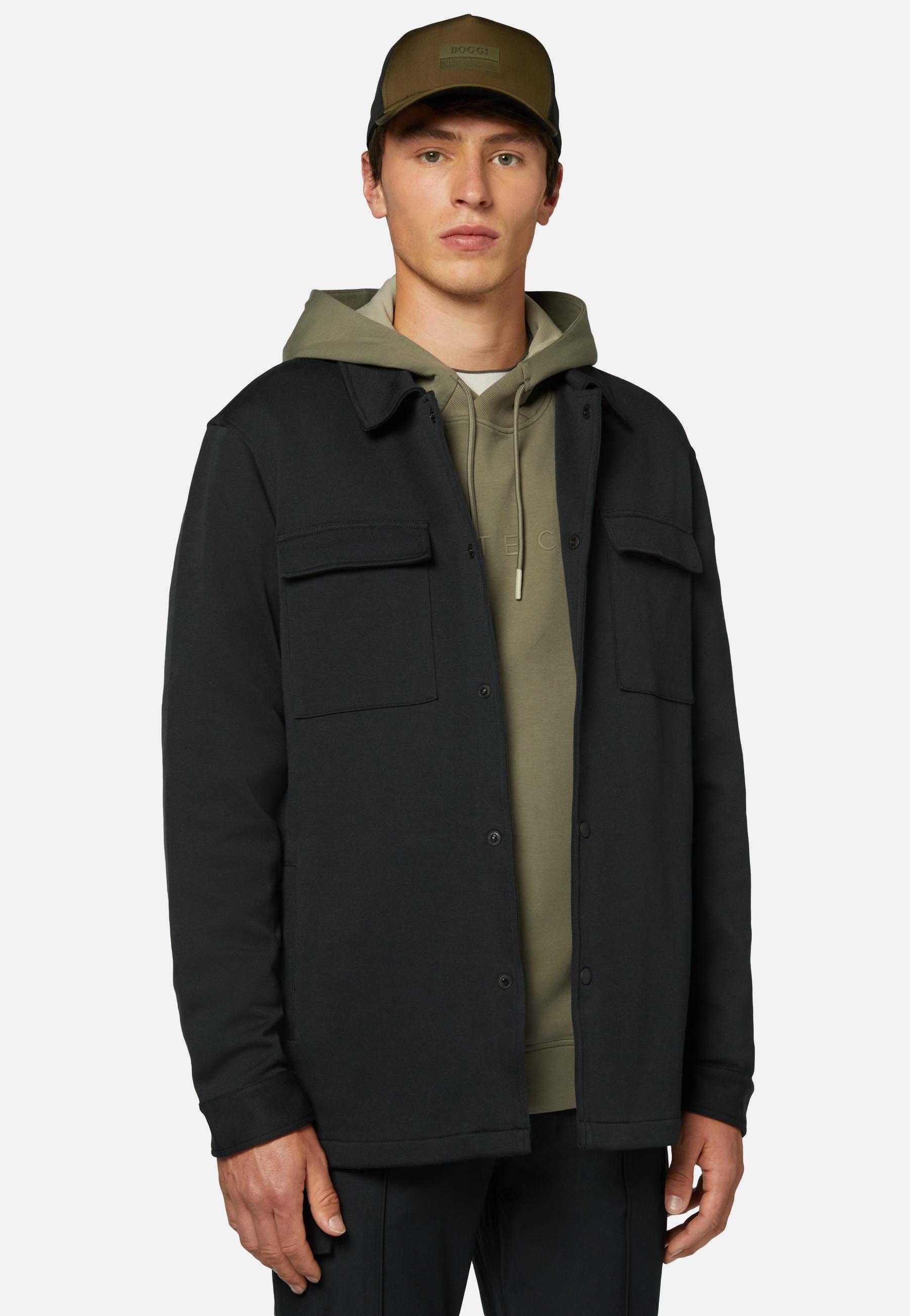 Sustainable Cotton Link Shirt Jacket Black, , large image number 0