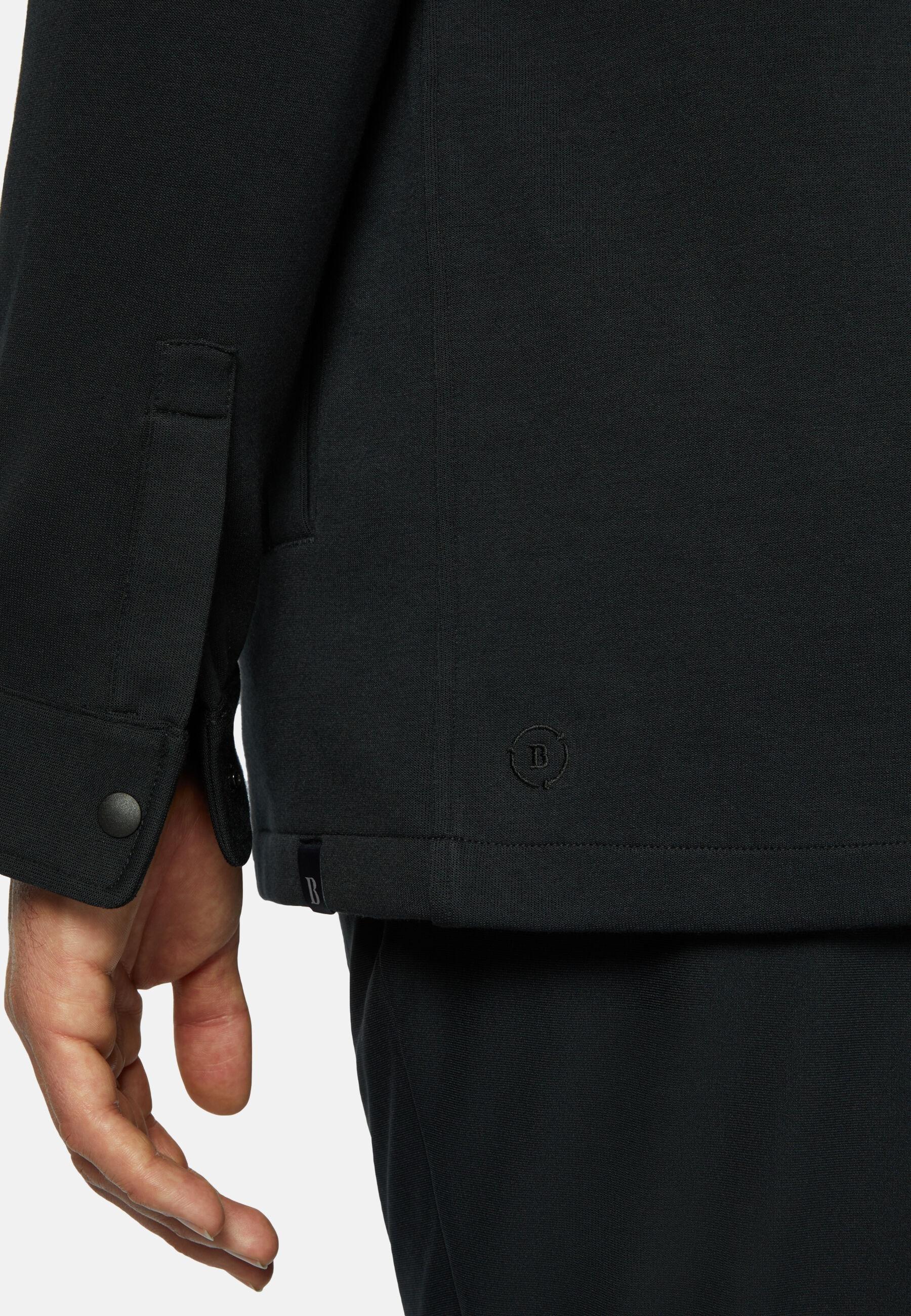 Shirt Jacket in Sustainable Cotton Link, Black, Black, large image number 5