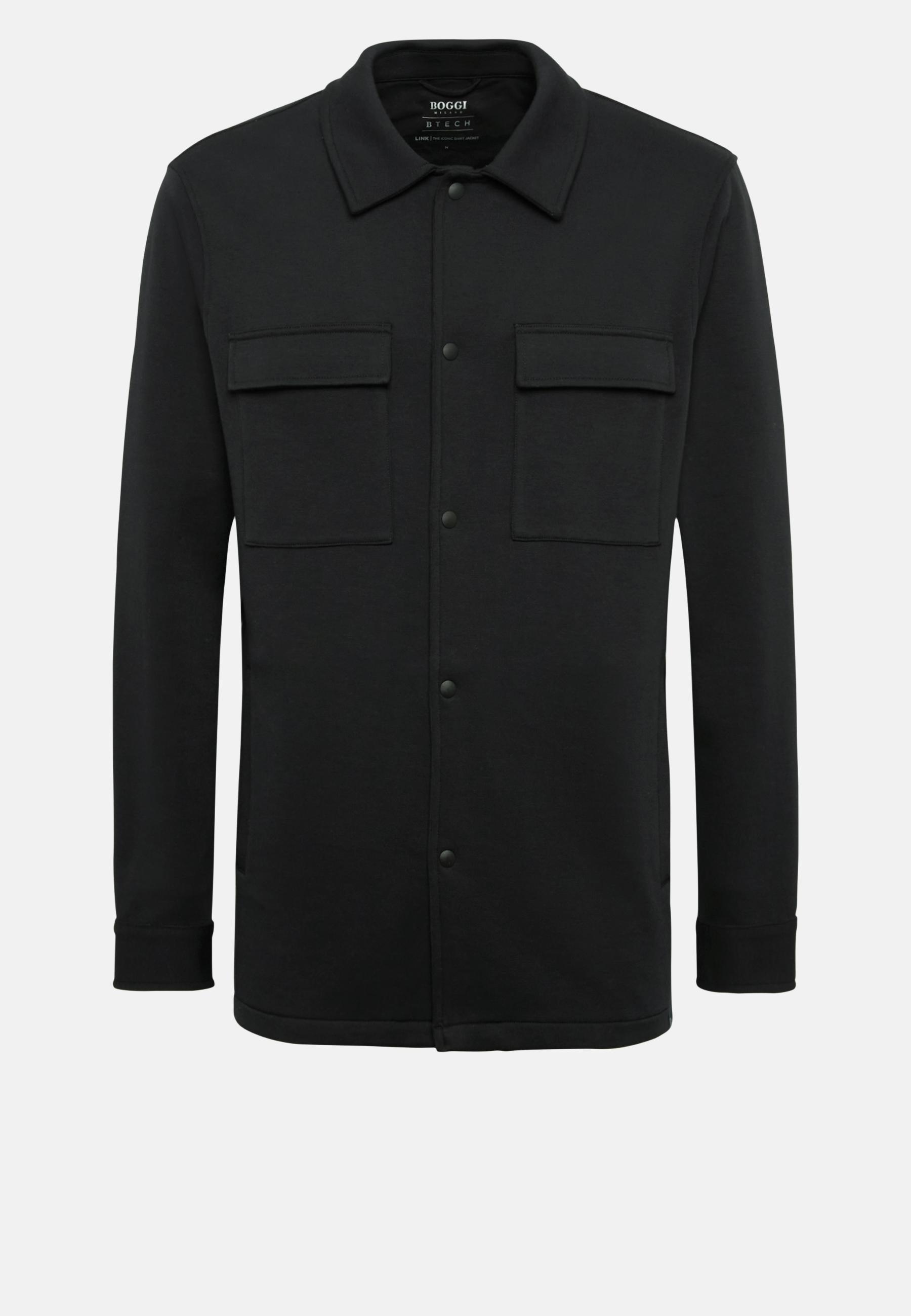 Shirt Jacket in Sustainable Cotton Link, Black, Black, large image number 6