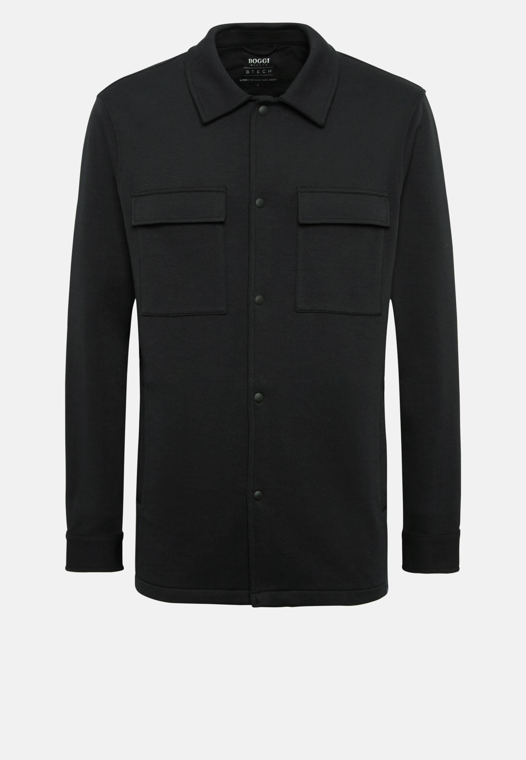 Shirt Jacket in Sustainable Cotton Link, Black, Black, large image number 7