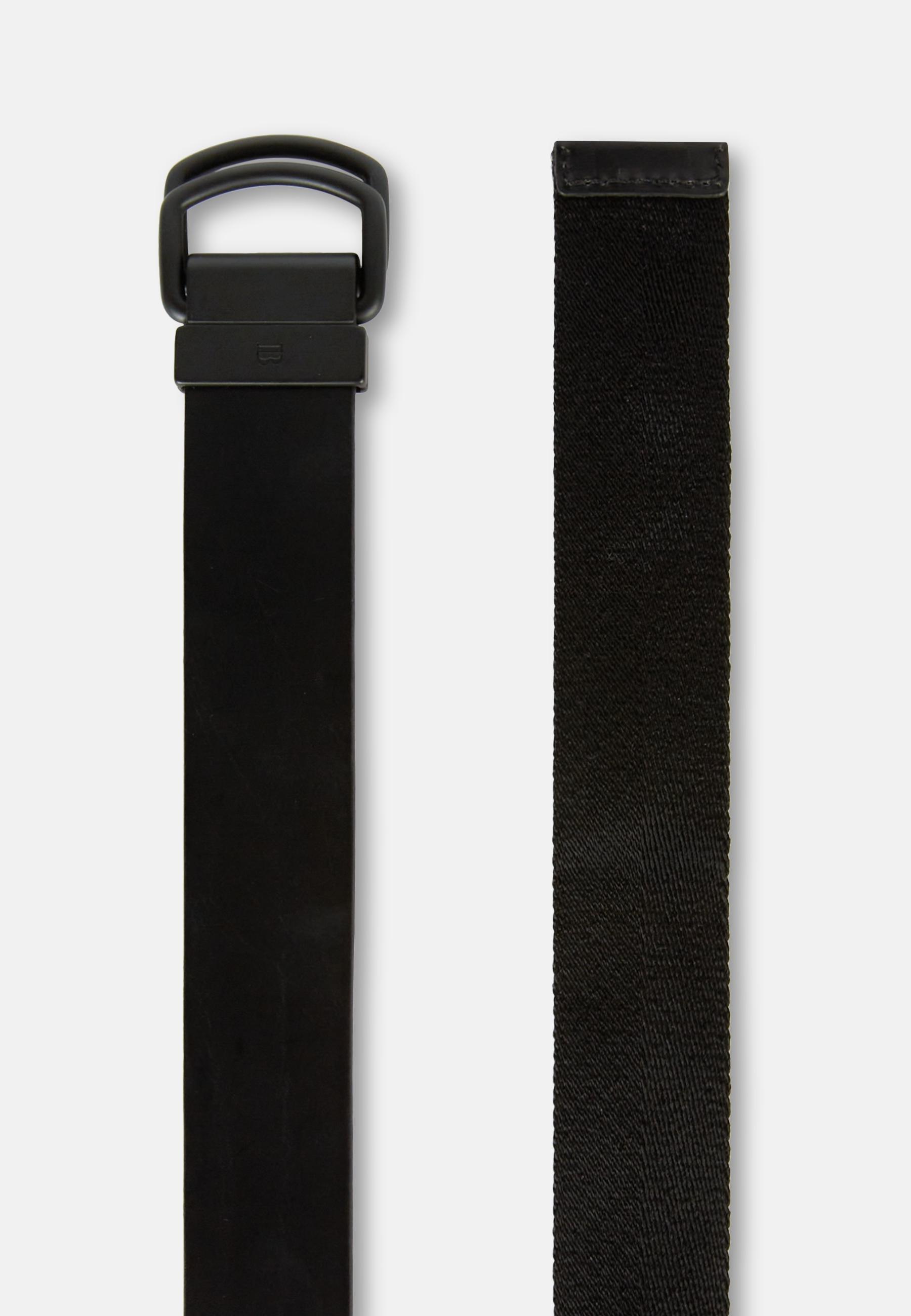 Leather Belt With Ribbon Trim Black, Black, medium