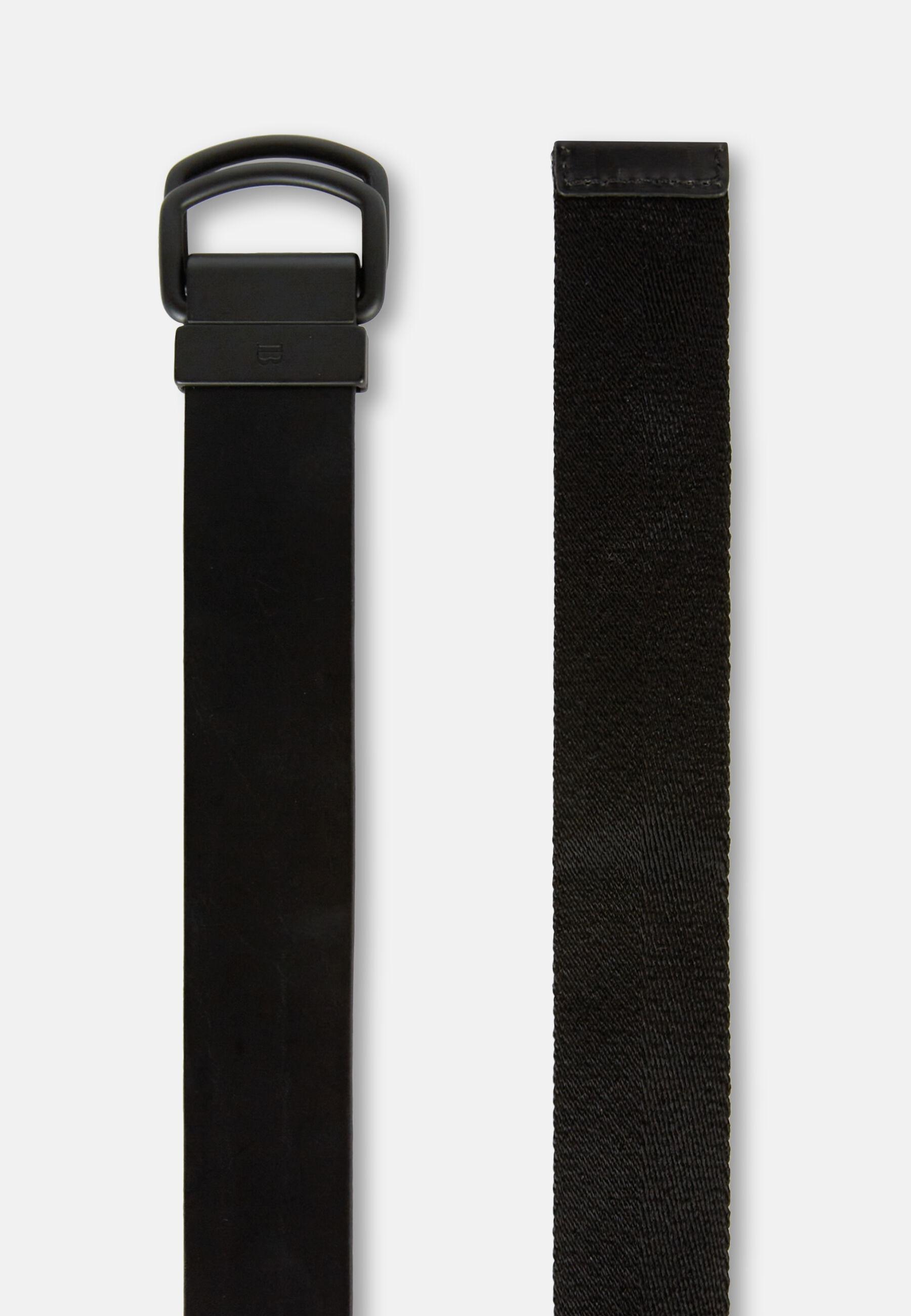 Leather Belt With Ribbon Trim Black, Black, medium