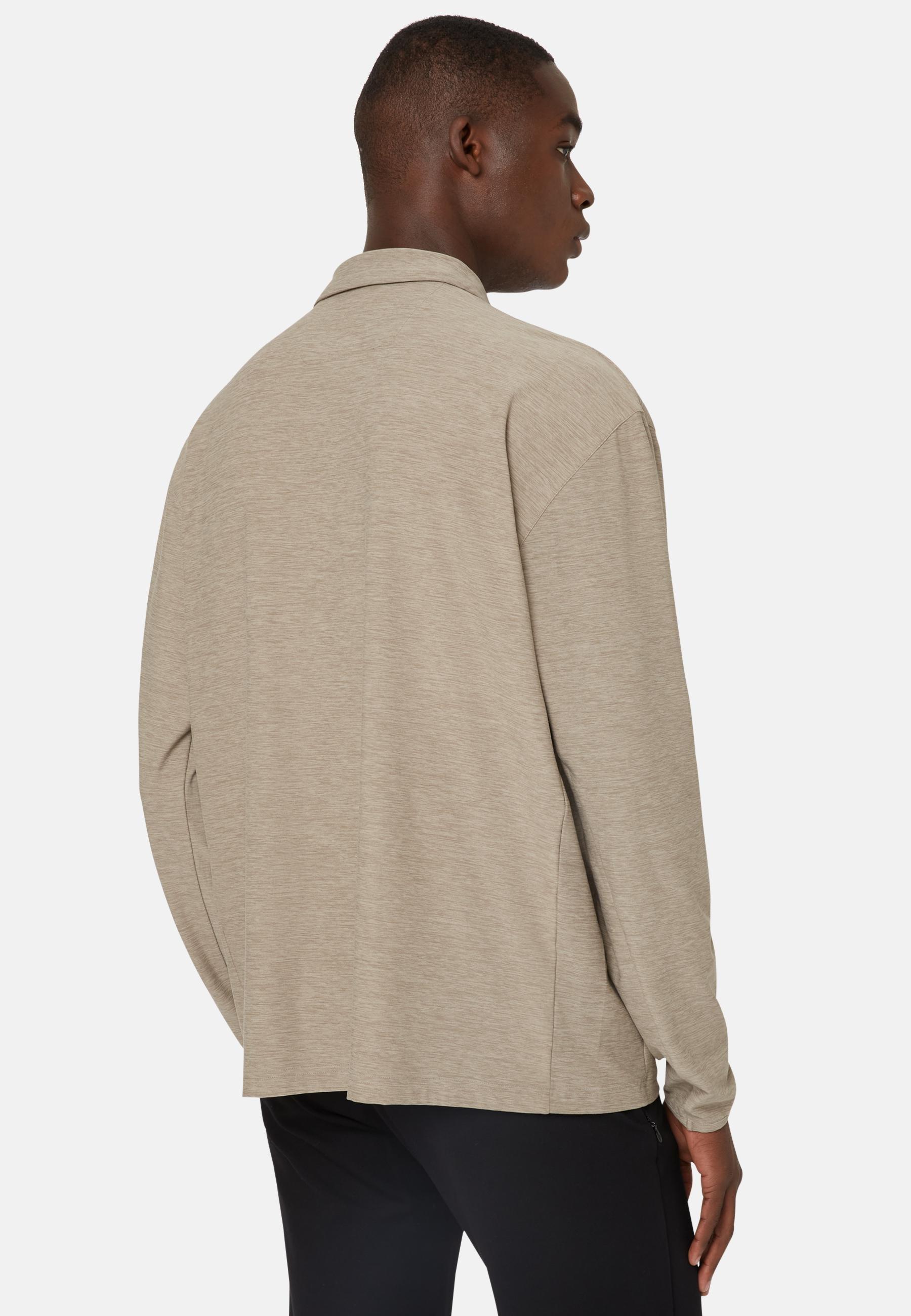 Long-Sleeved Technical Fabric Polo Shirt Grey, , large image number 1