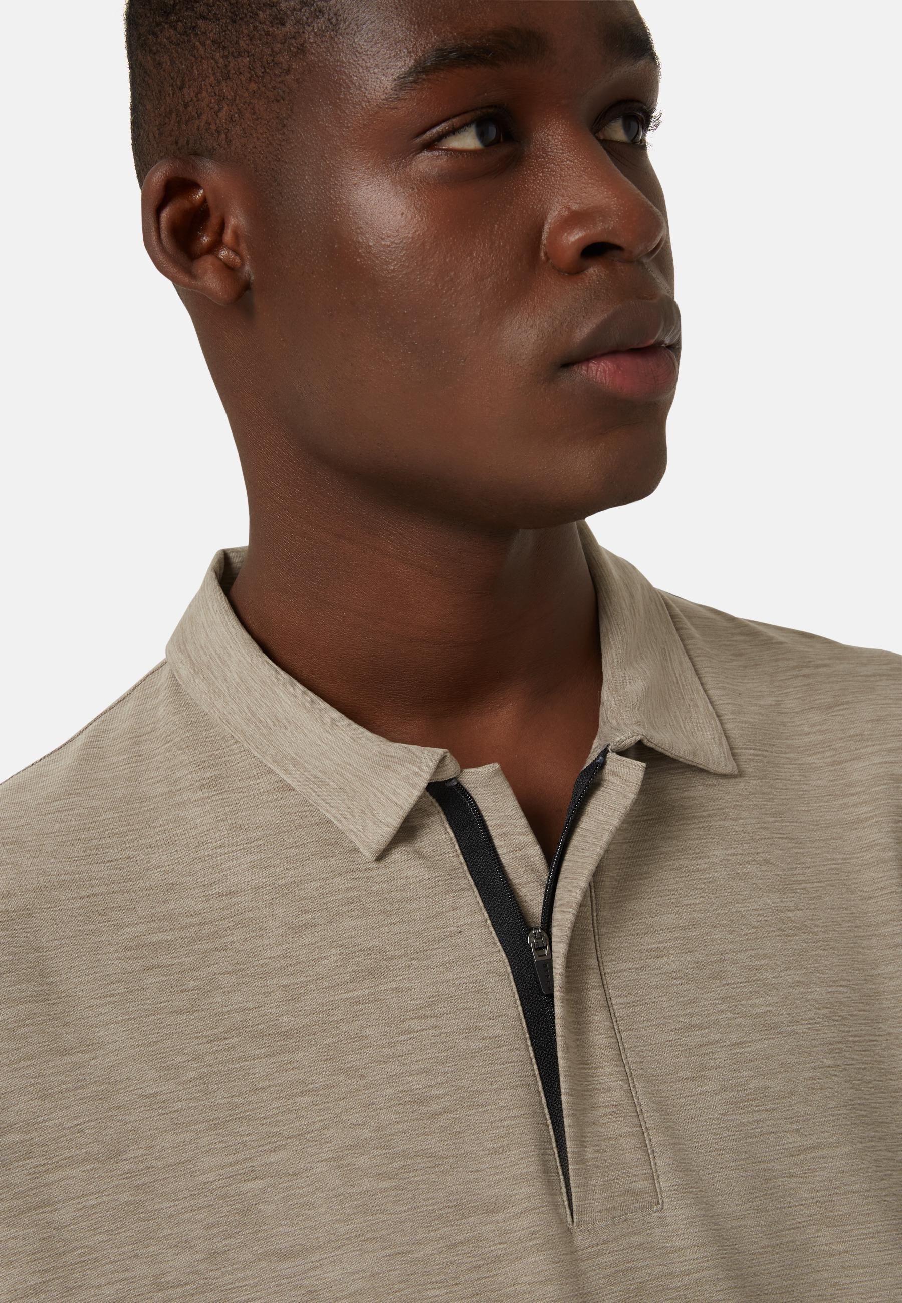 Long-Sleeved Technical Fabric Polo Shirt Grey, , large image number 2