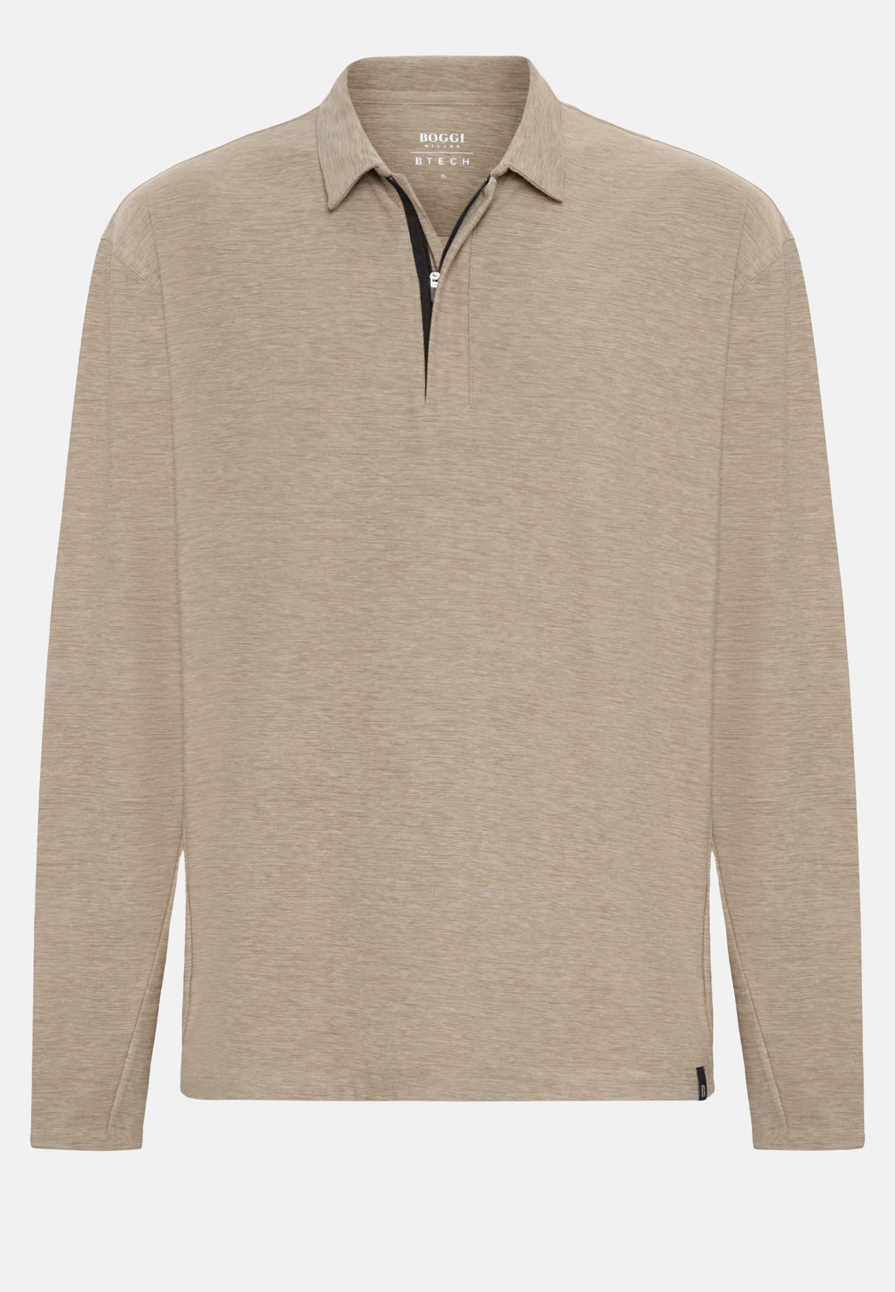 Long-Sleeved Technical Fabric Polo Shirt Grey, , large image number 3
