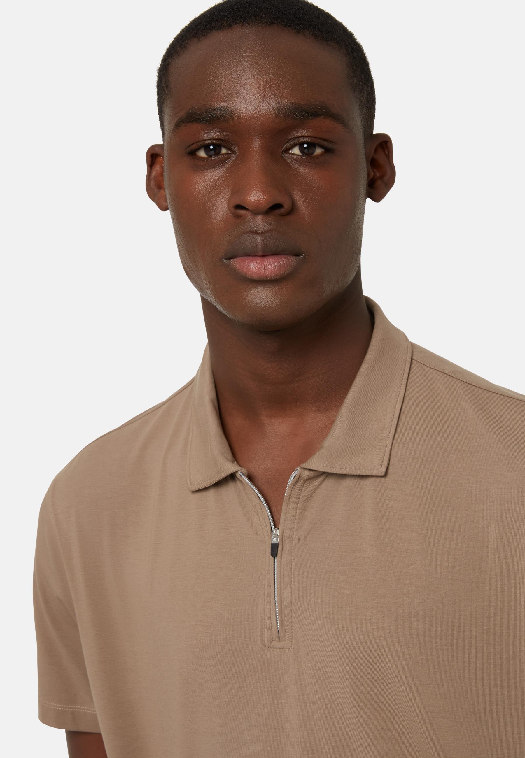 Short Sleeve Polo Shirt Brown, Taupe, large image number 4