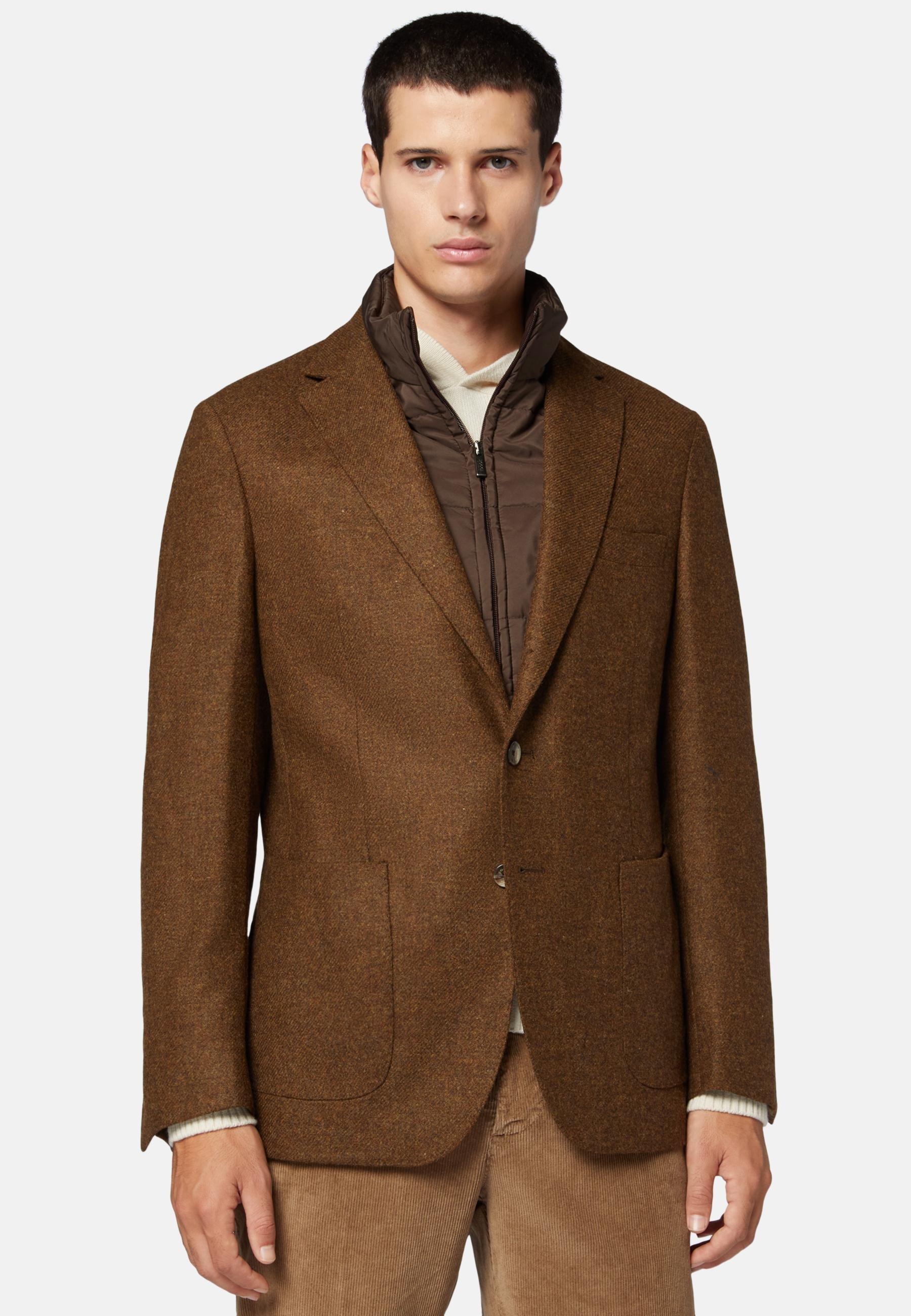 Wool Jacket With Detachable Bib Brown, , large image number 0