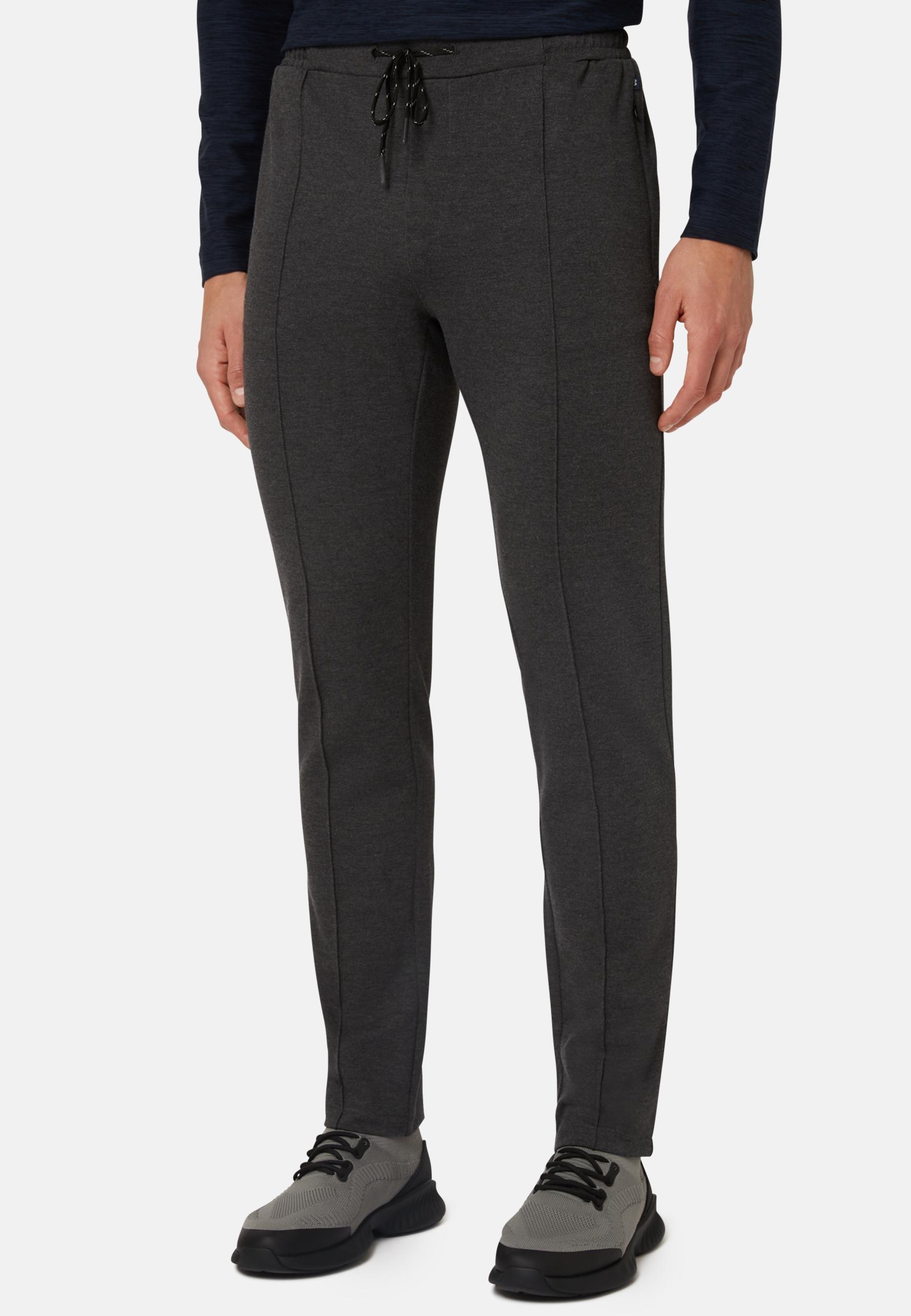 Stretch Interlock Technical Fabric Trousers Black, Charcoal, large image number 0