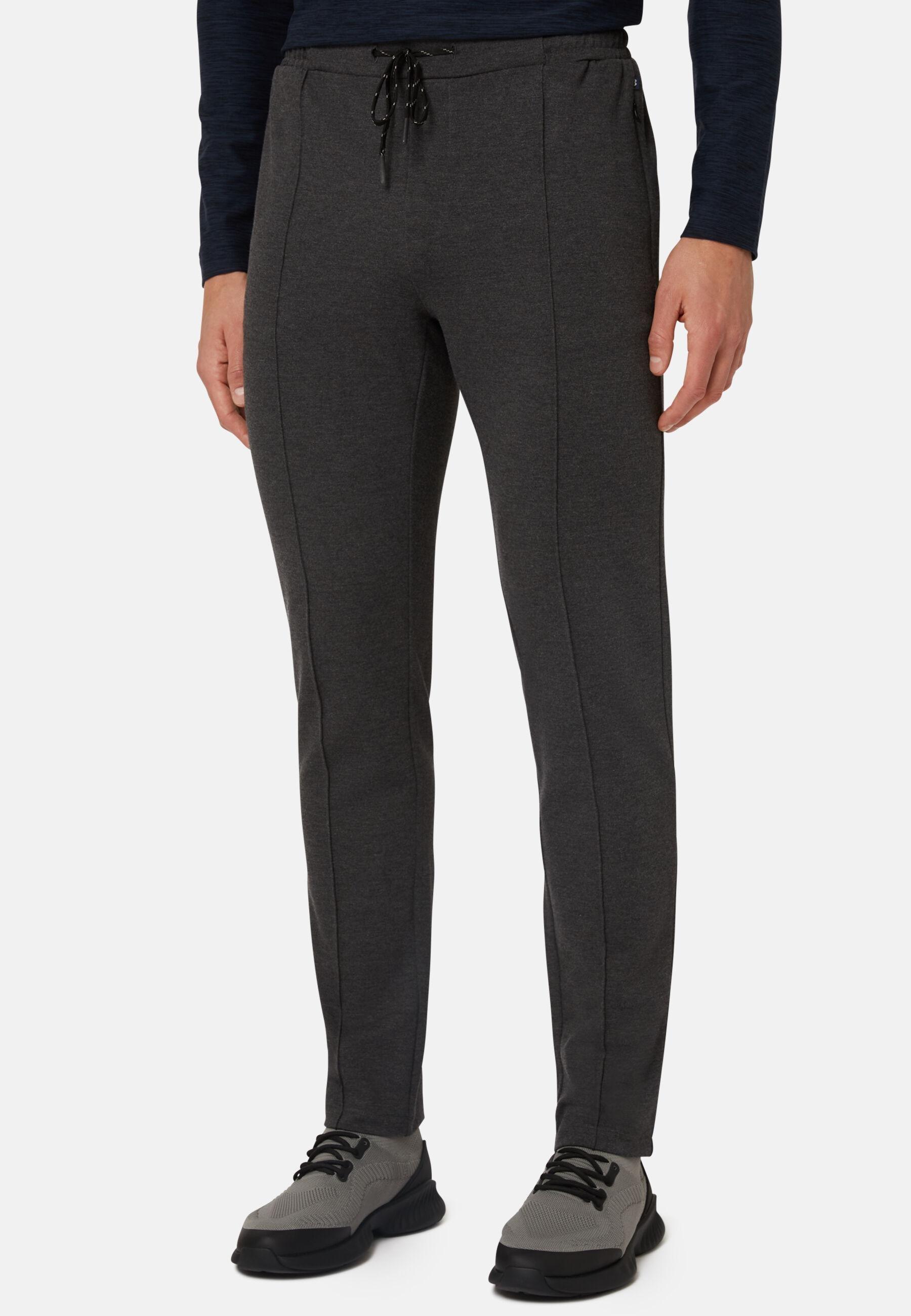 Stretch Interlock Technical Fabric Trousers Black, Charcoal, large image number 1