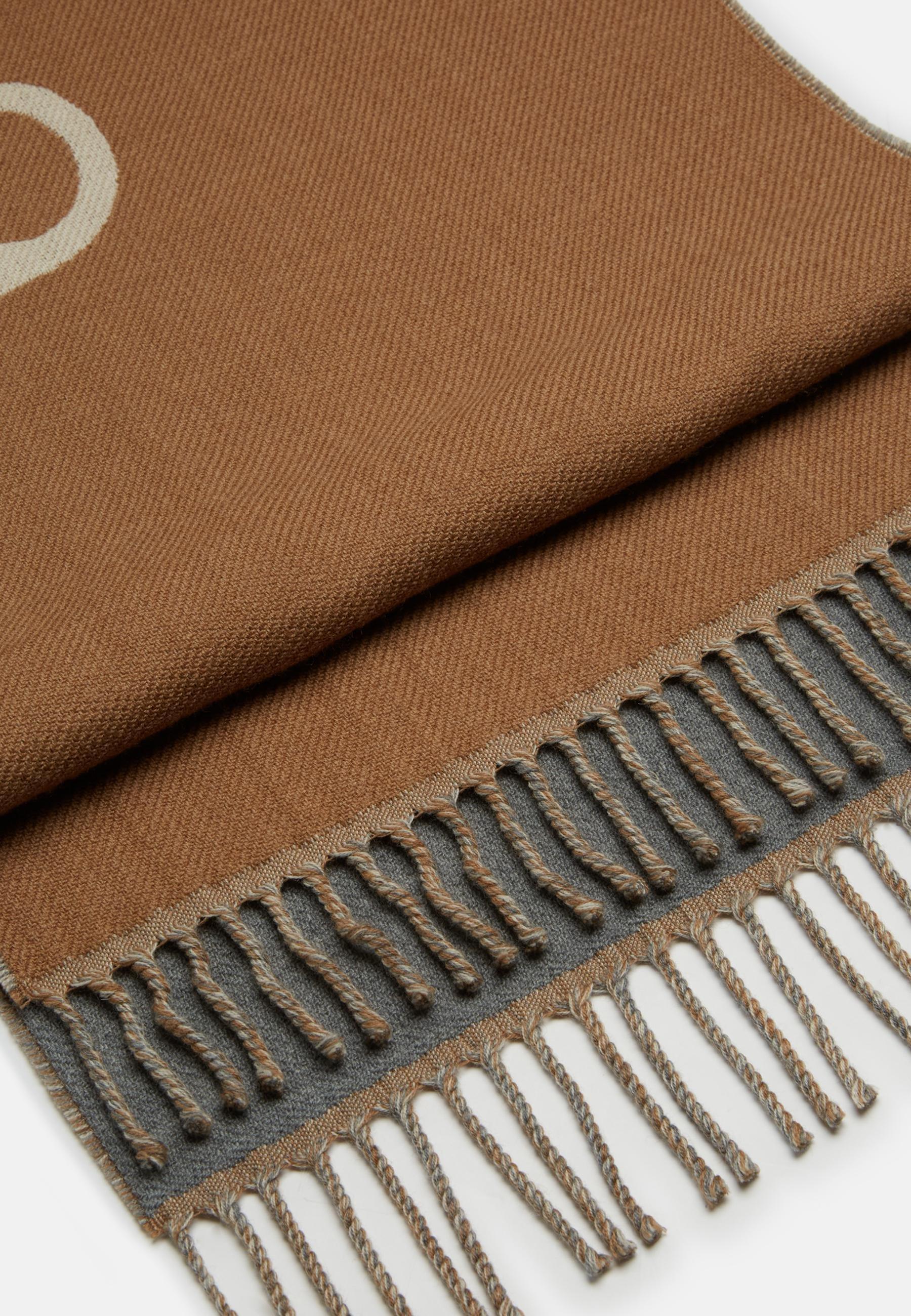 Drill Wool Scarf Brown, Hazelnut, large image number 0
