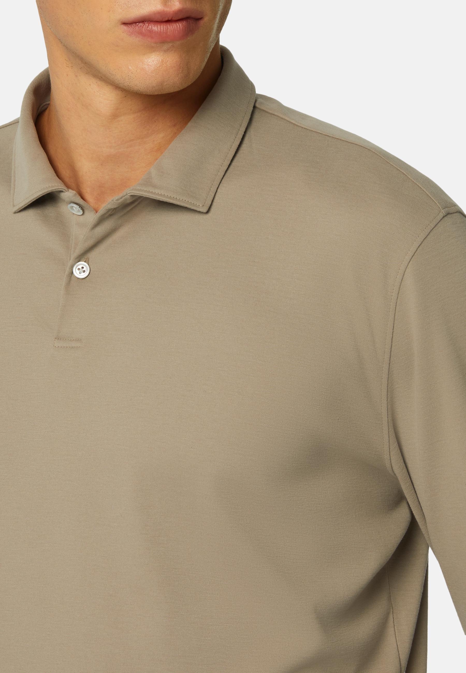 Polo Shirt in High-Performance Jersey, Taupe, Taupe, large image number 4