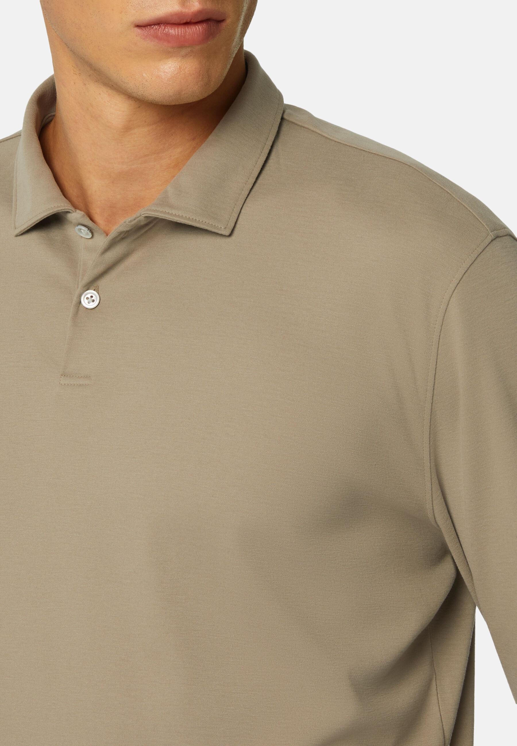 Polo Shirt in High-Performance Jersey, Taupe, Taupe, large image number 5