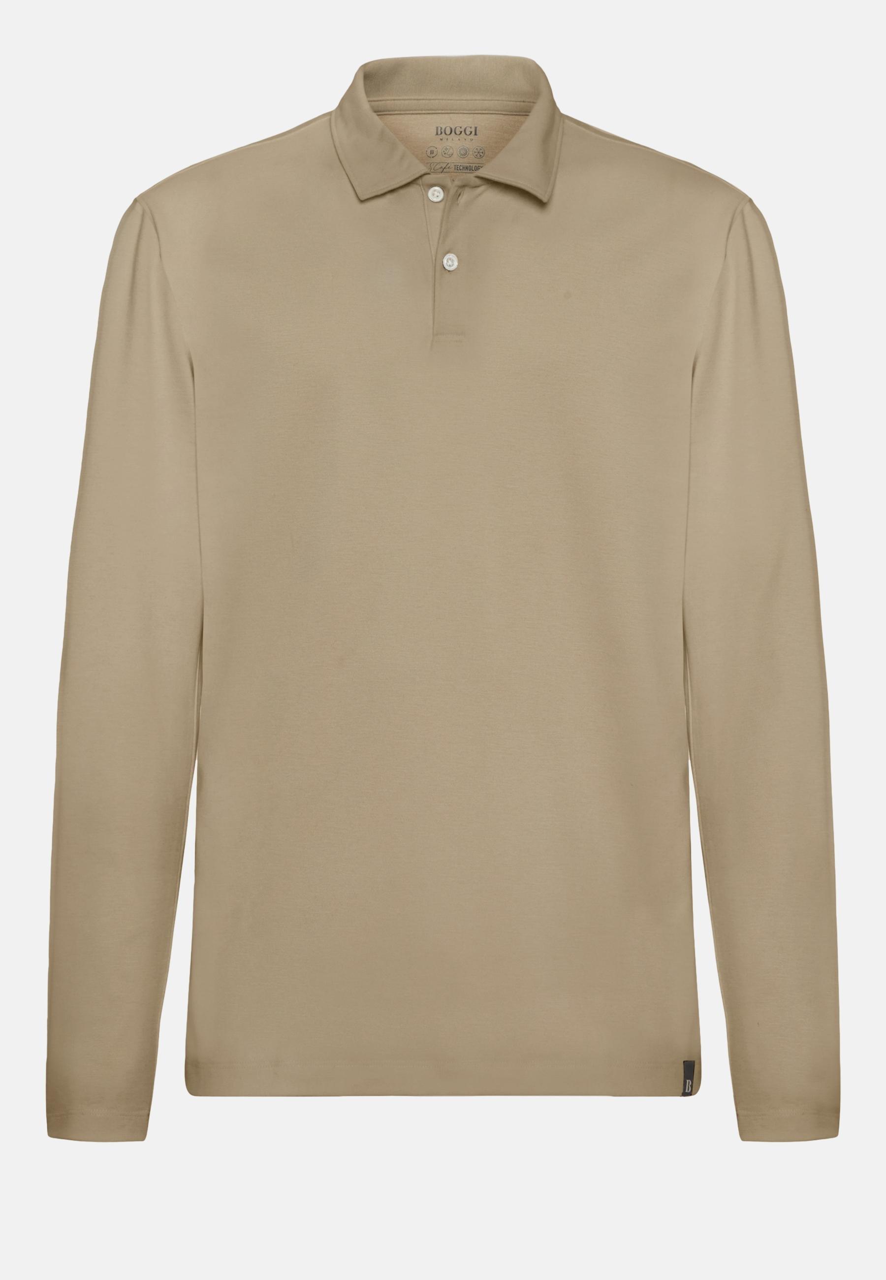 Polo Shirt in High-Performance Jersey, Taupe, Taupe, large image number 6