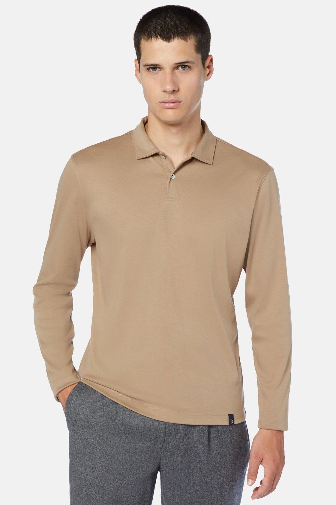Polo Shirt In A Cotton Blend Brown, Hazelnut, medium