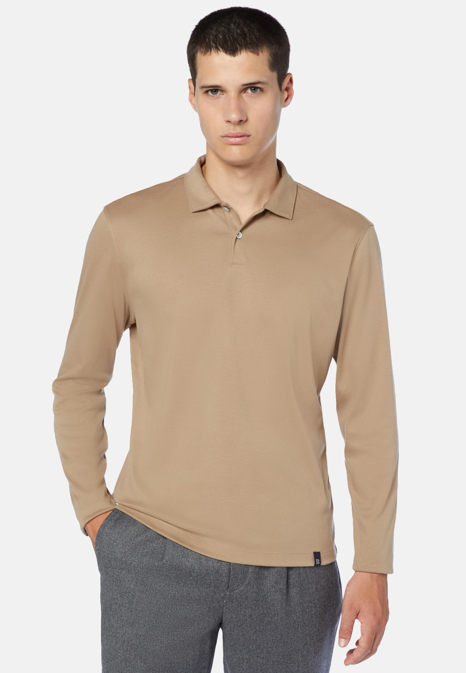 Polo Shirt In A Cotton Blend Brown, Hazelnut, large image number 1