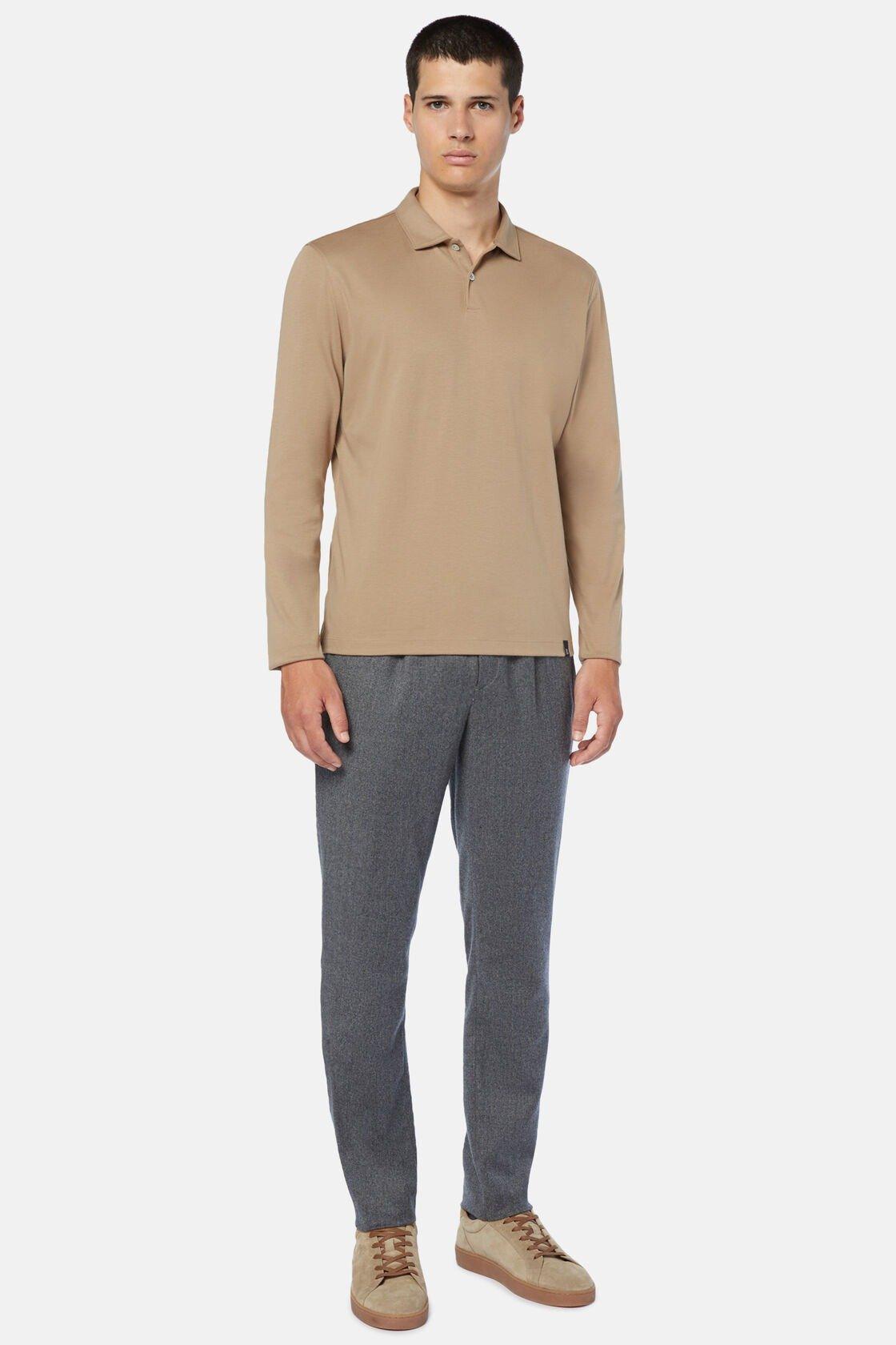 Polo Shirt In A Cotton Blend Brown, Hazelnut, large image number 2
