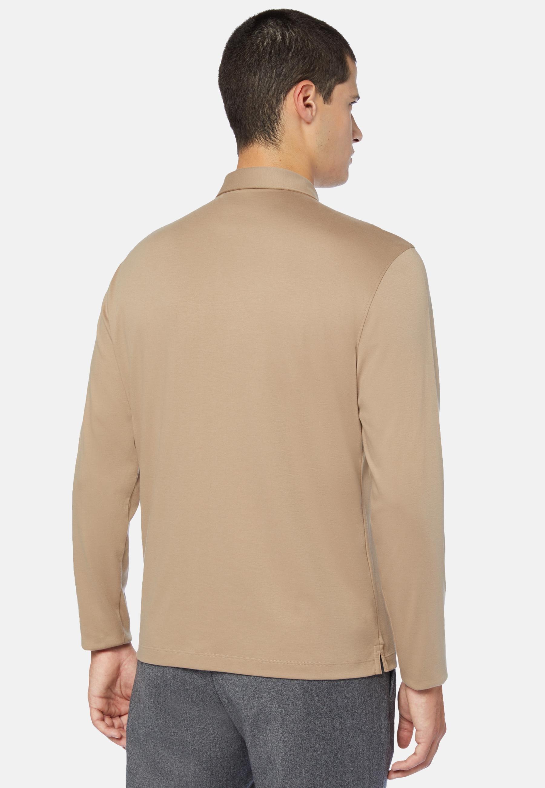 Polo Shirt In A Cotton Blend Brown, Hazelnut, large image number 3