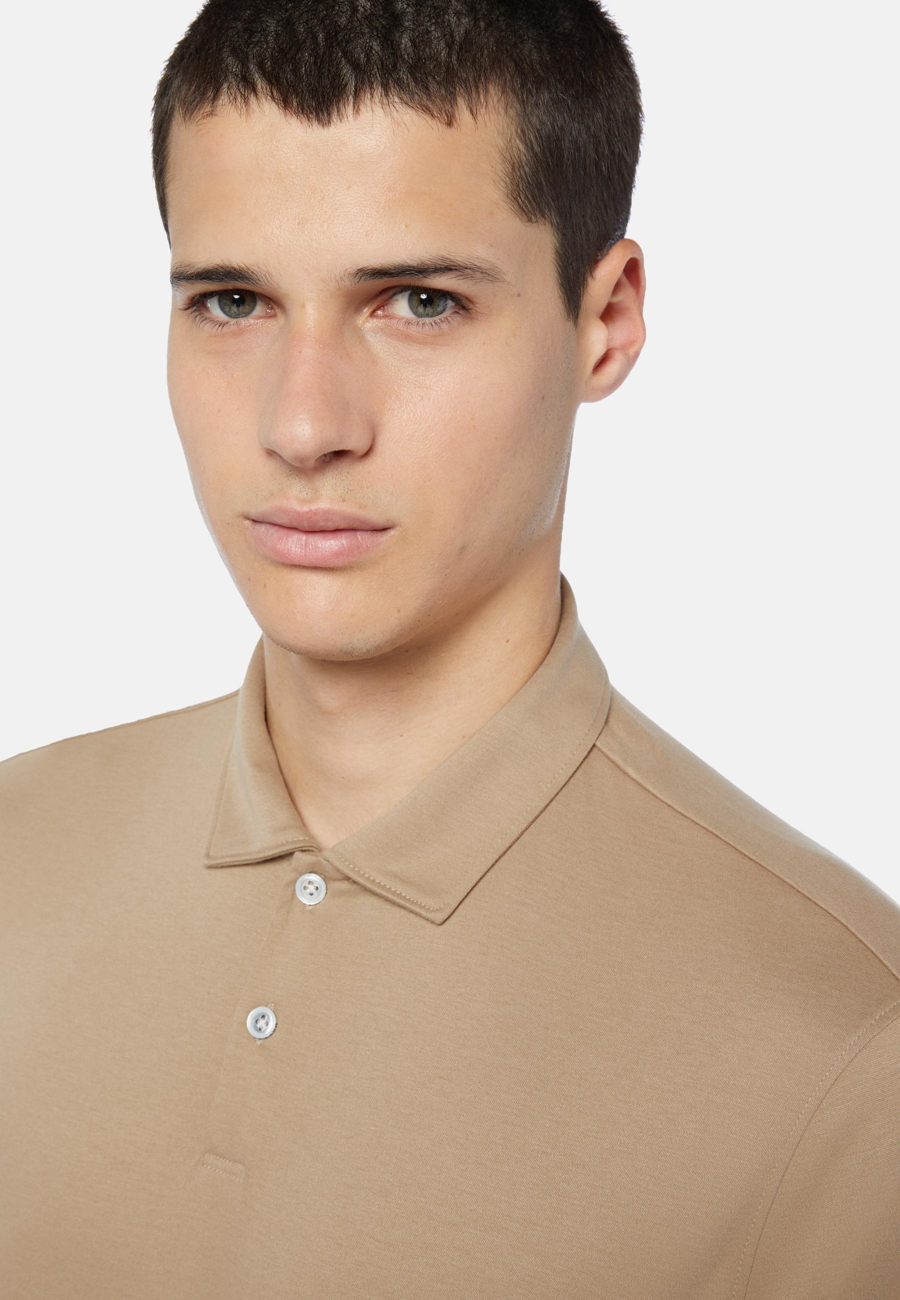 Polo Shirt In A Cotton Blend Brown, Hazelnut, large image number 5