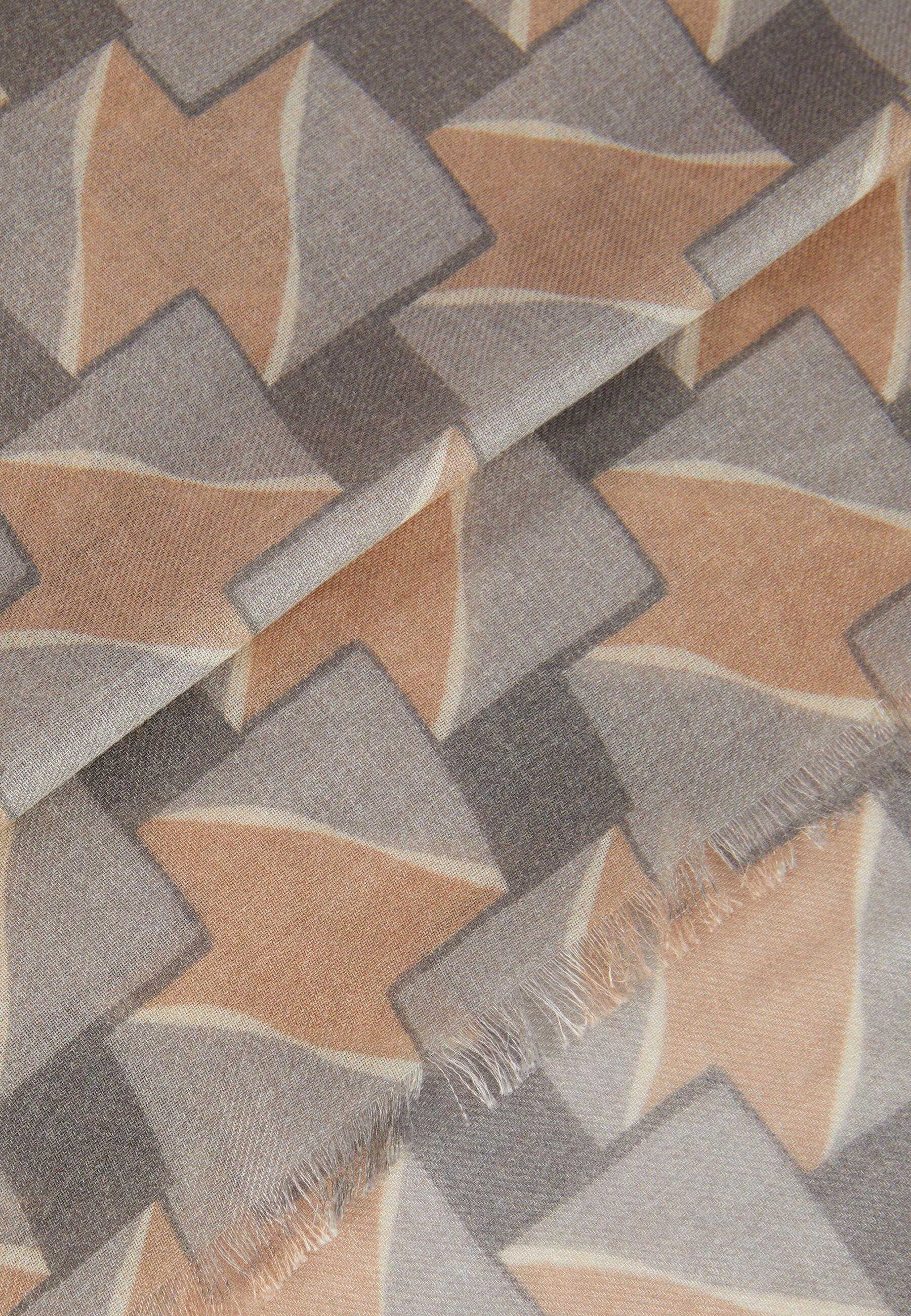 Geometric Print Modal/Cashmere Scarf Grey, Grey, medium