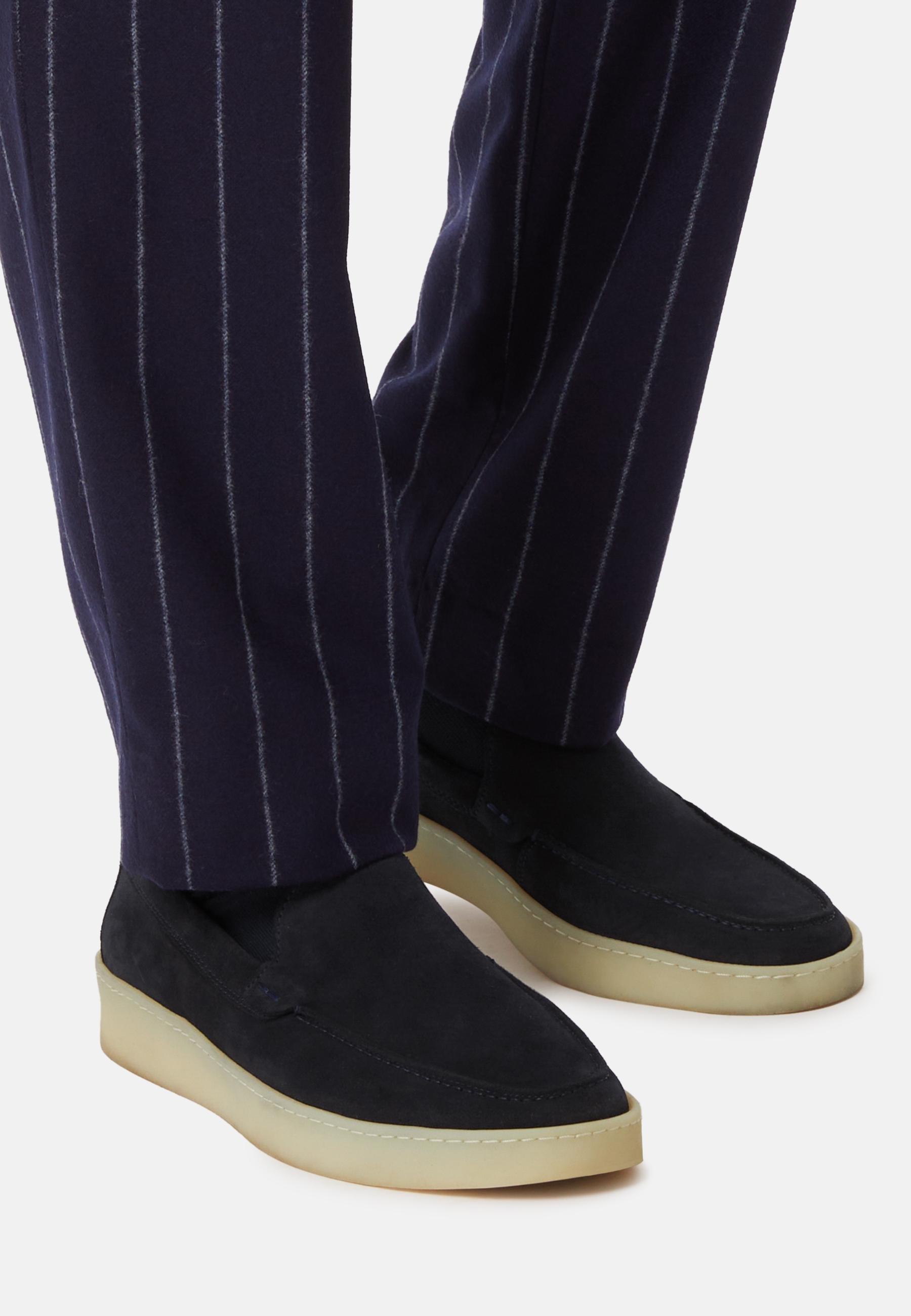 Milano Navy Blue Suede Loafers