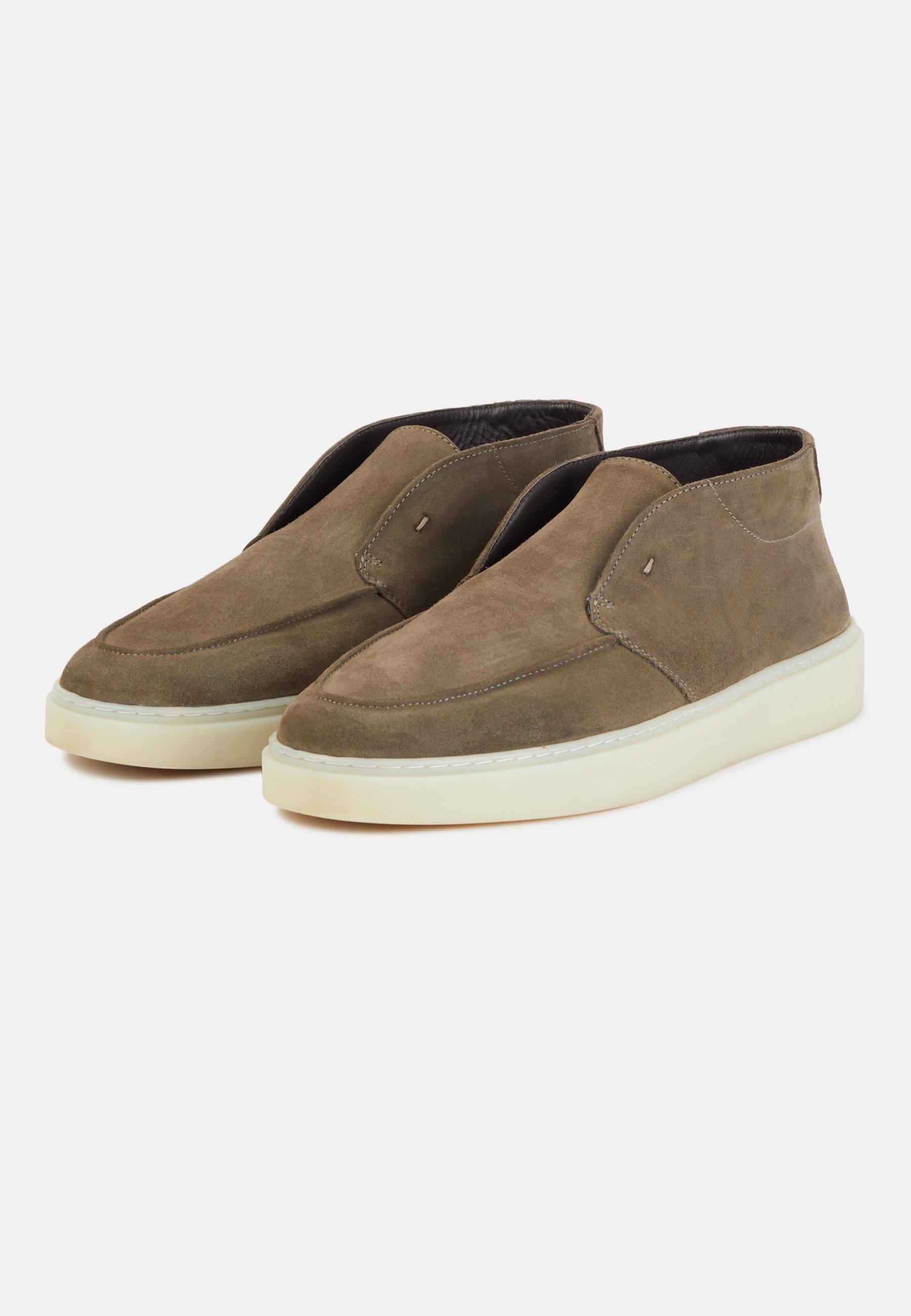 Suede Leather Ankle Boots Brown, Mud, medium
