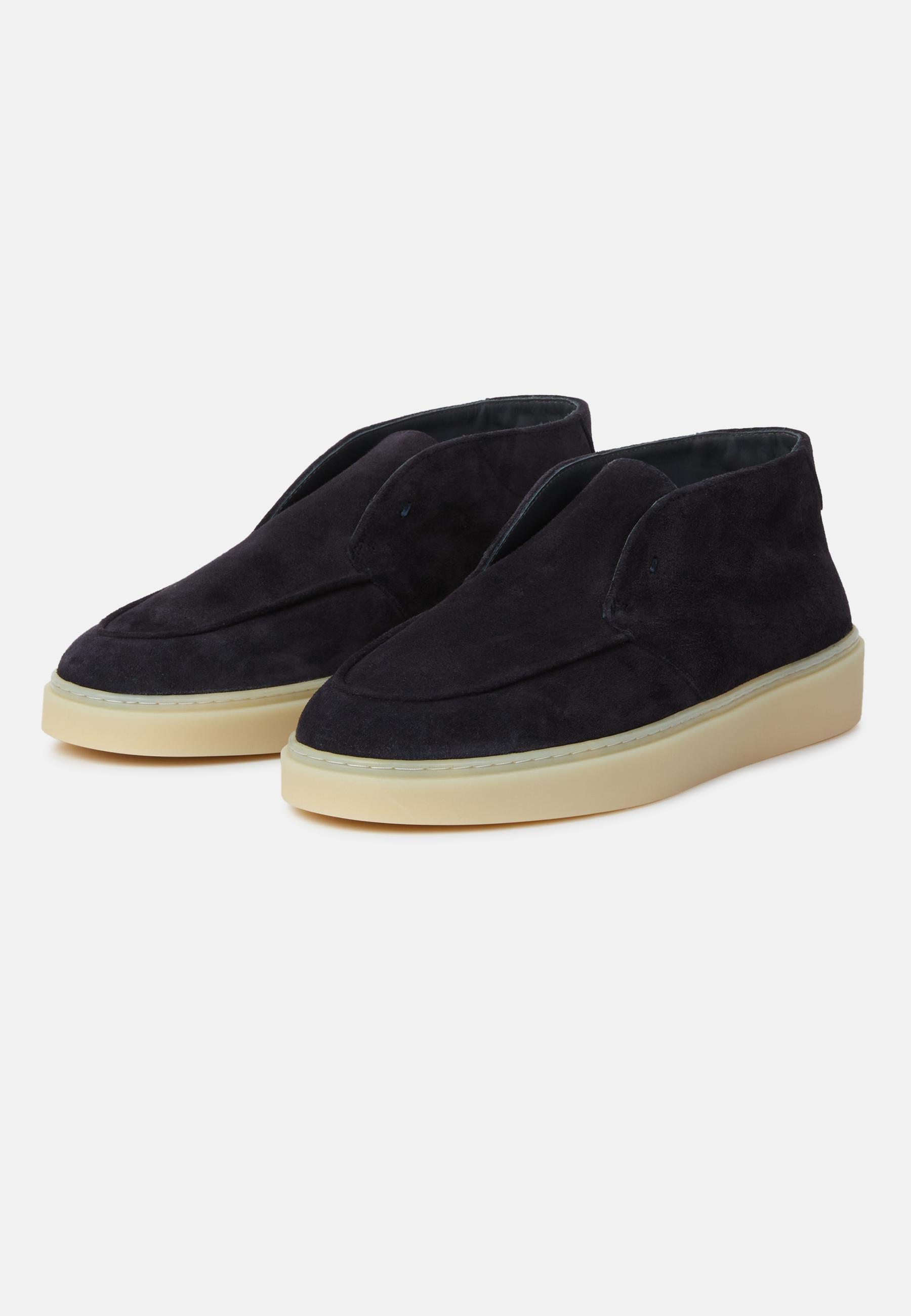 Suede Leather Ankle Boots Navy, , large image number 1