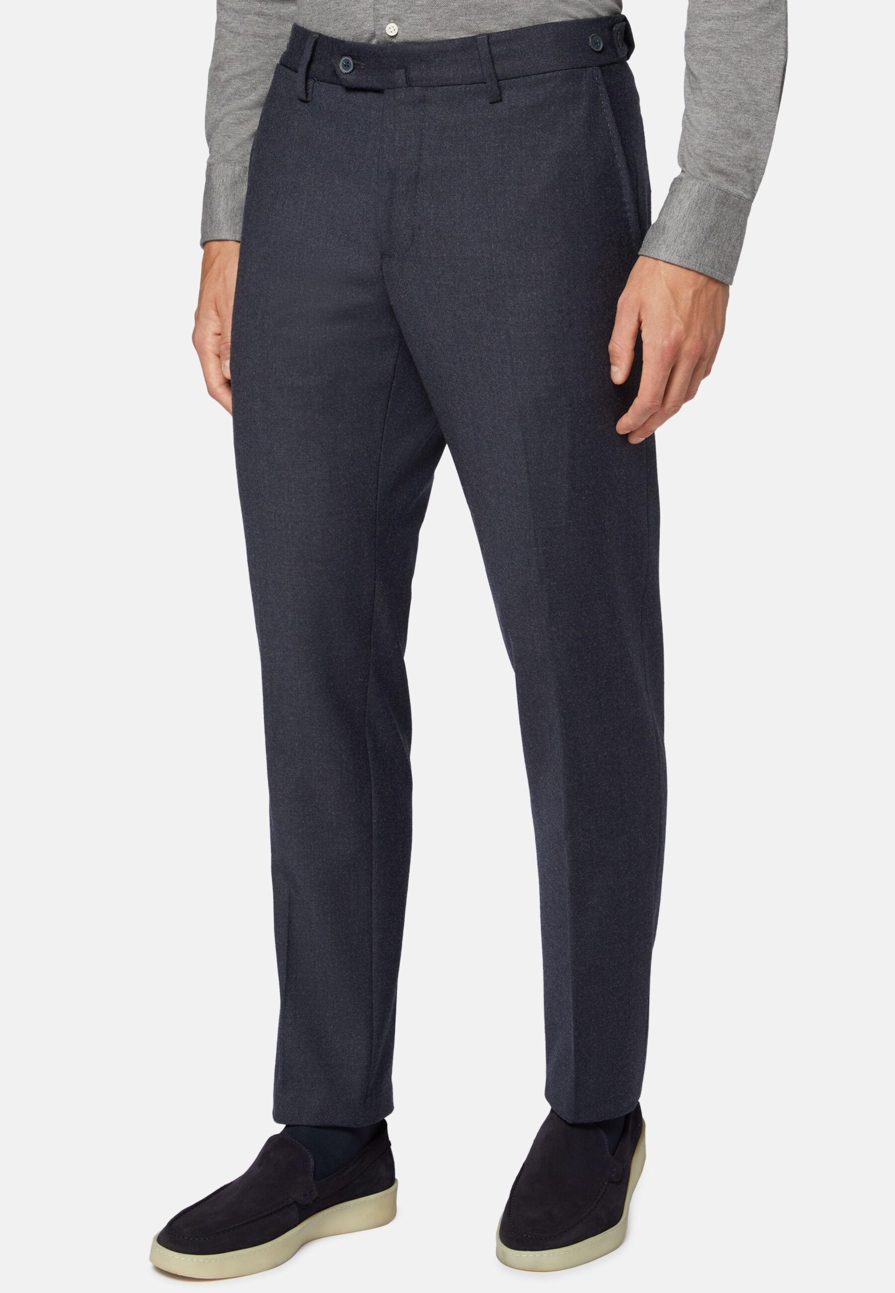 Trousers In Stretch Flannel Navy, Navy blue, large image number 1