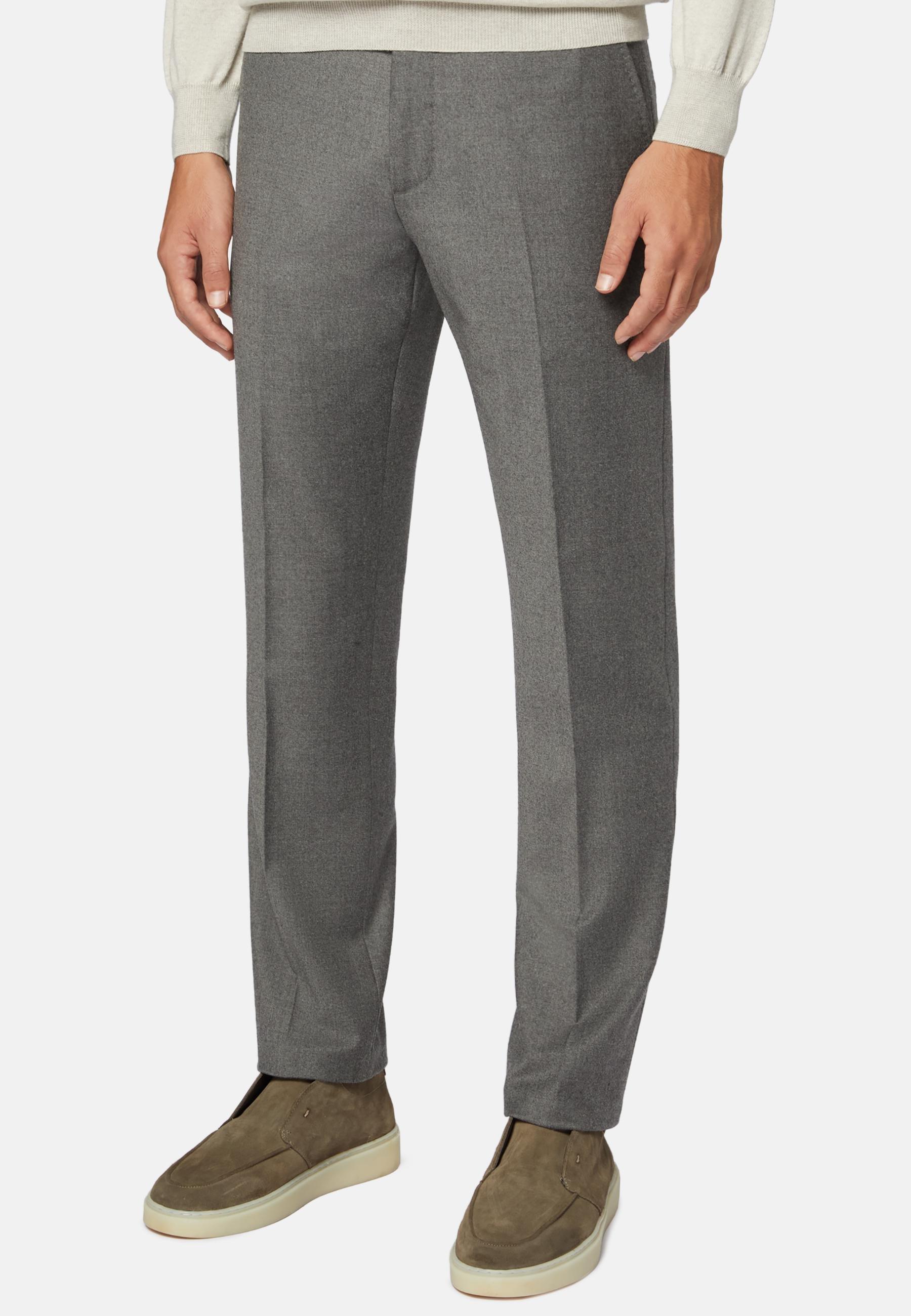 Trousers In Stretch Flannel Grey, Grey, medium