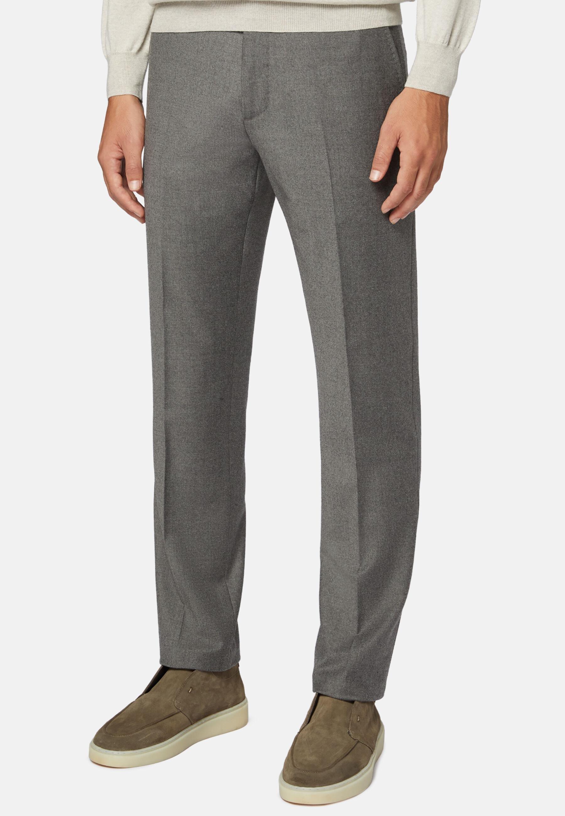 Trousers In Stretch Flannel Grey, Grey, medium