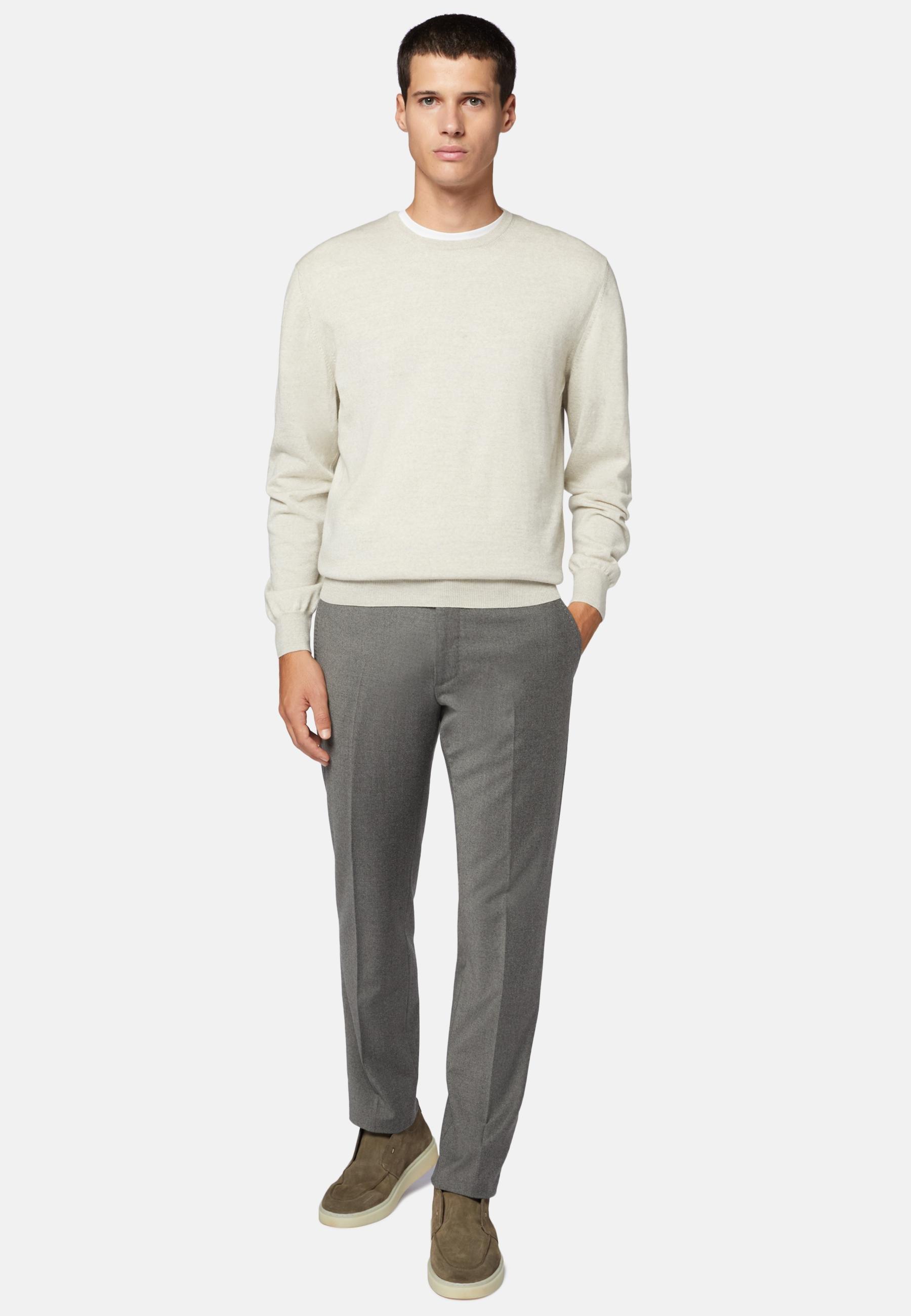 Trousers In Stretch Flannel Grey, Grey, medium