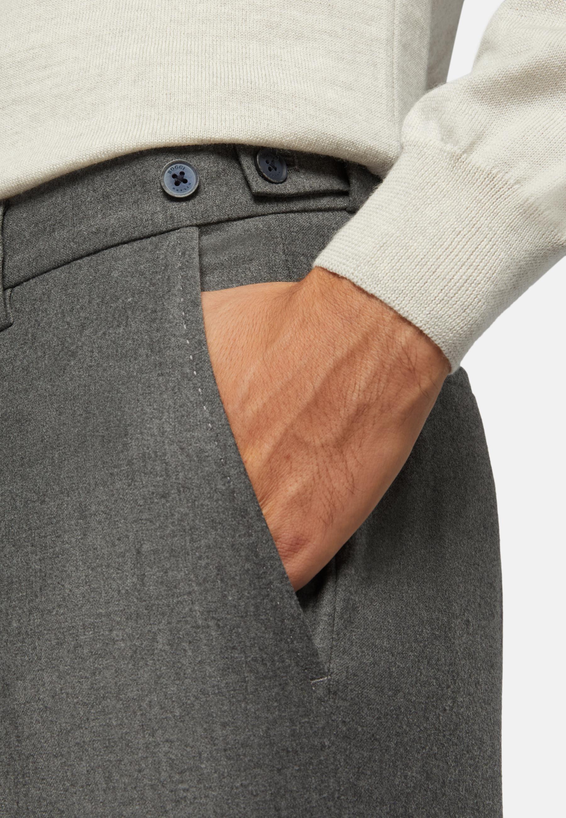 Trousers In Stretch Flannel Grey, Grey, large image number 3