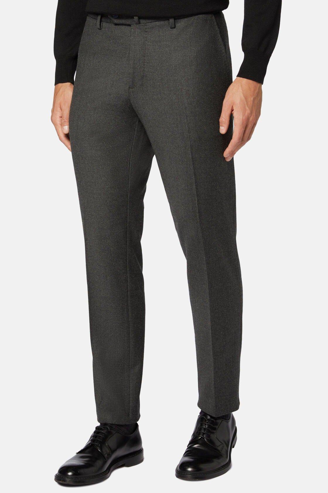 Trousers In Stretch Flannel Grey, Dark Grey, medium