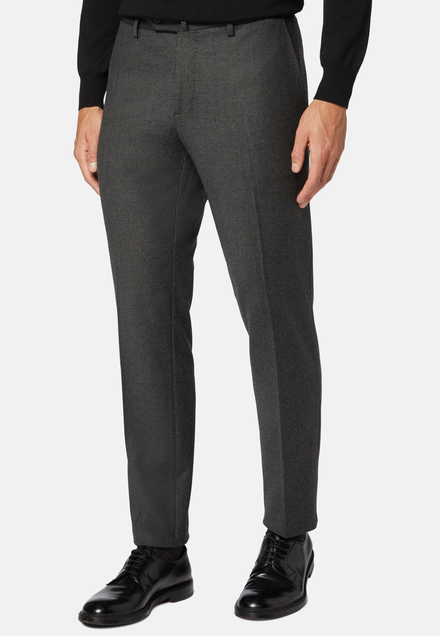 Trousers In Stretch Flannel Grey, Dark Grey, medium