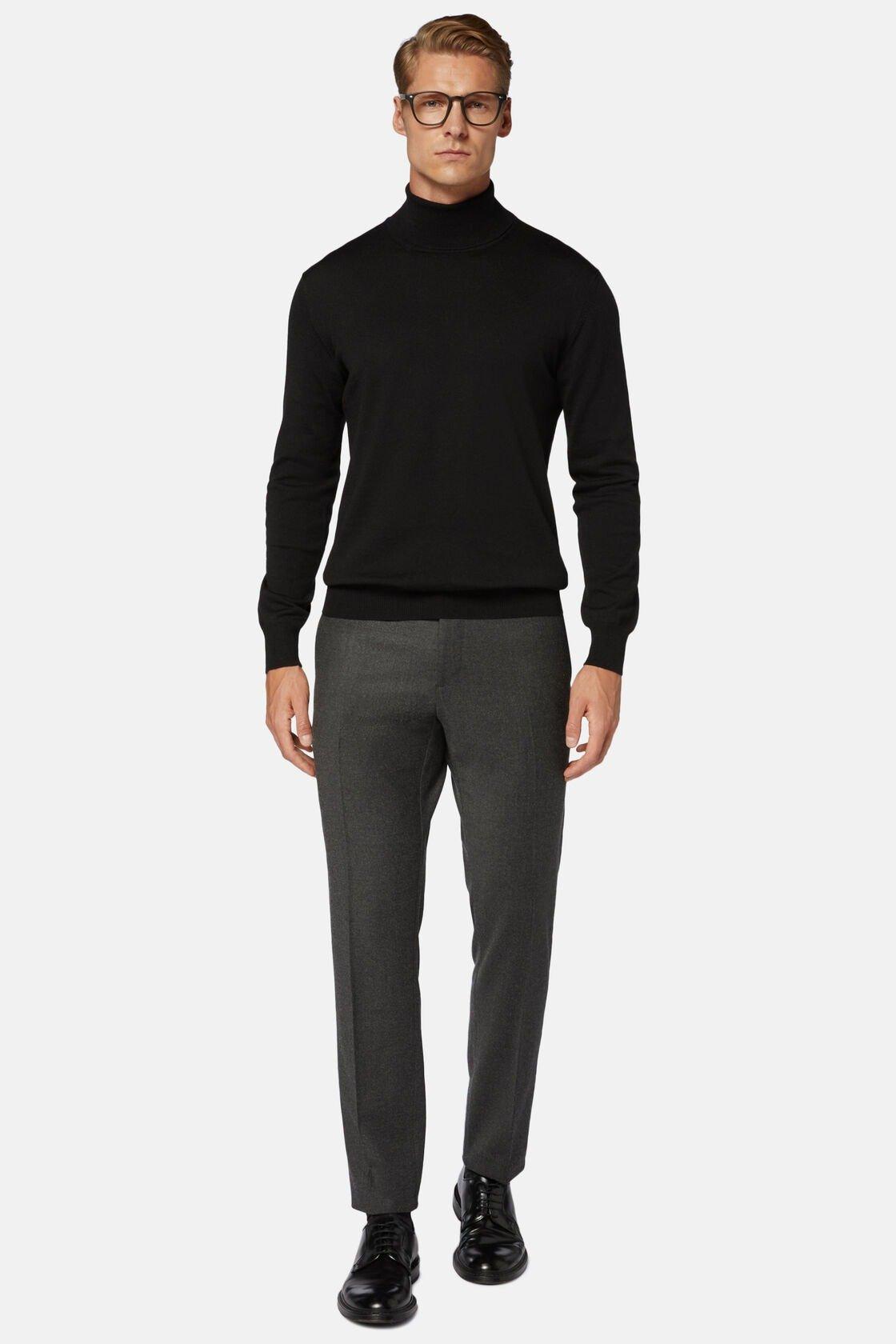 Trousers In Stretch Flannel Grey, Dark Grey, large image number 2
